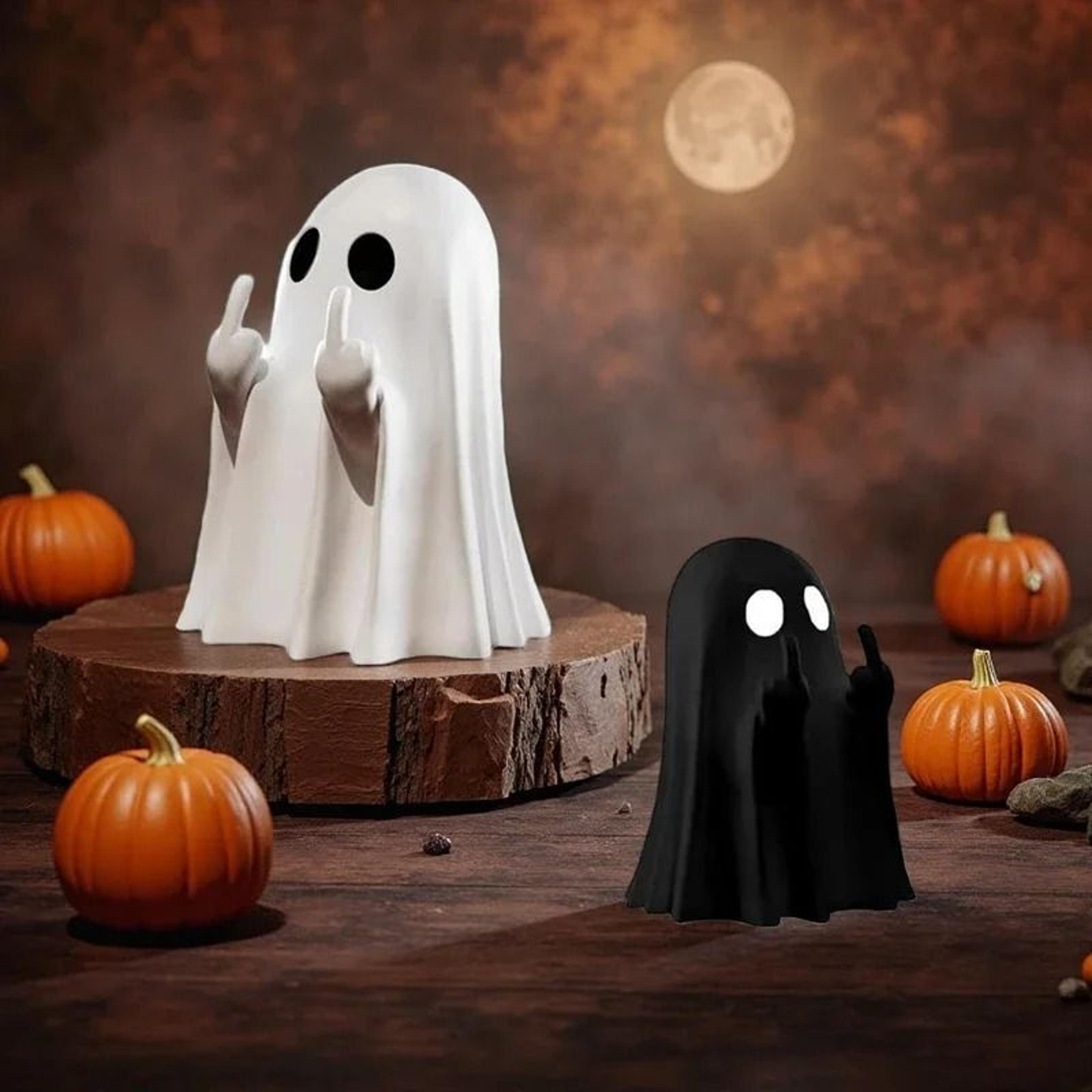 Funny Middle Finger Ghost Halloween Resin Statue For Home And Tabletop Decor 5