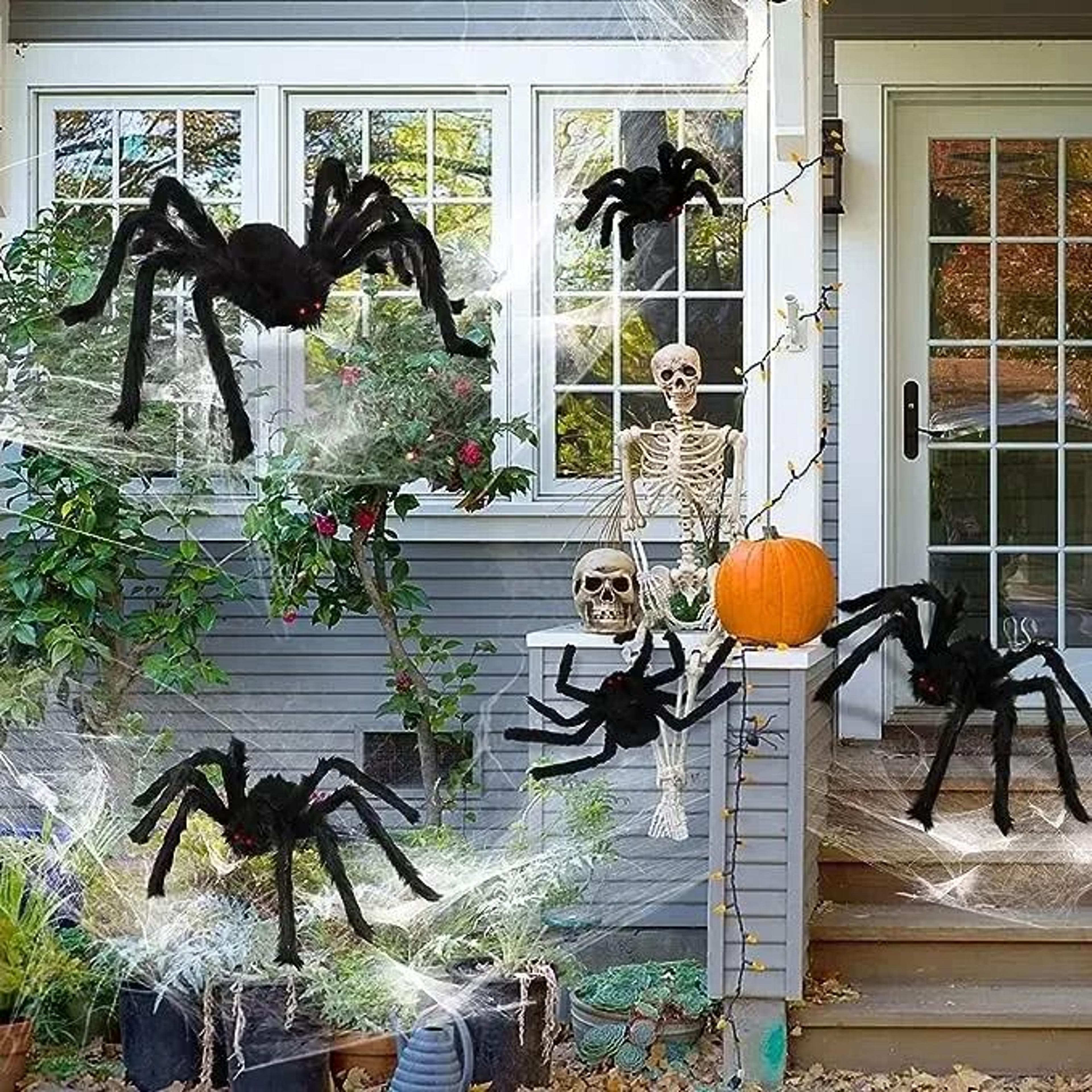 Giant Black Plush Spider Halloween Decoration 2