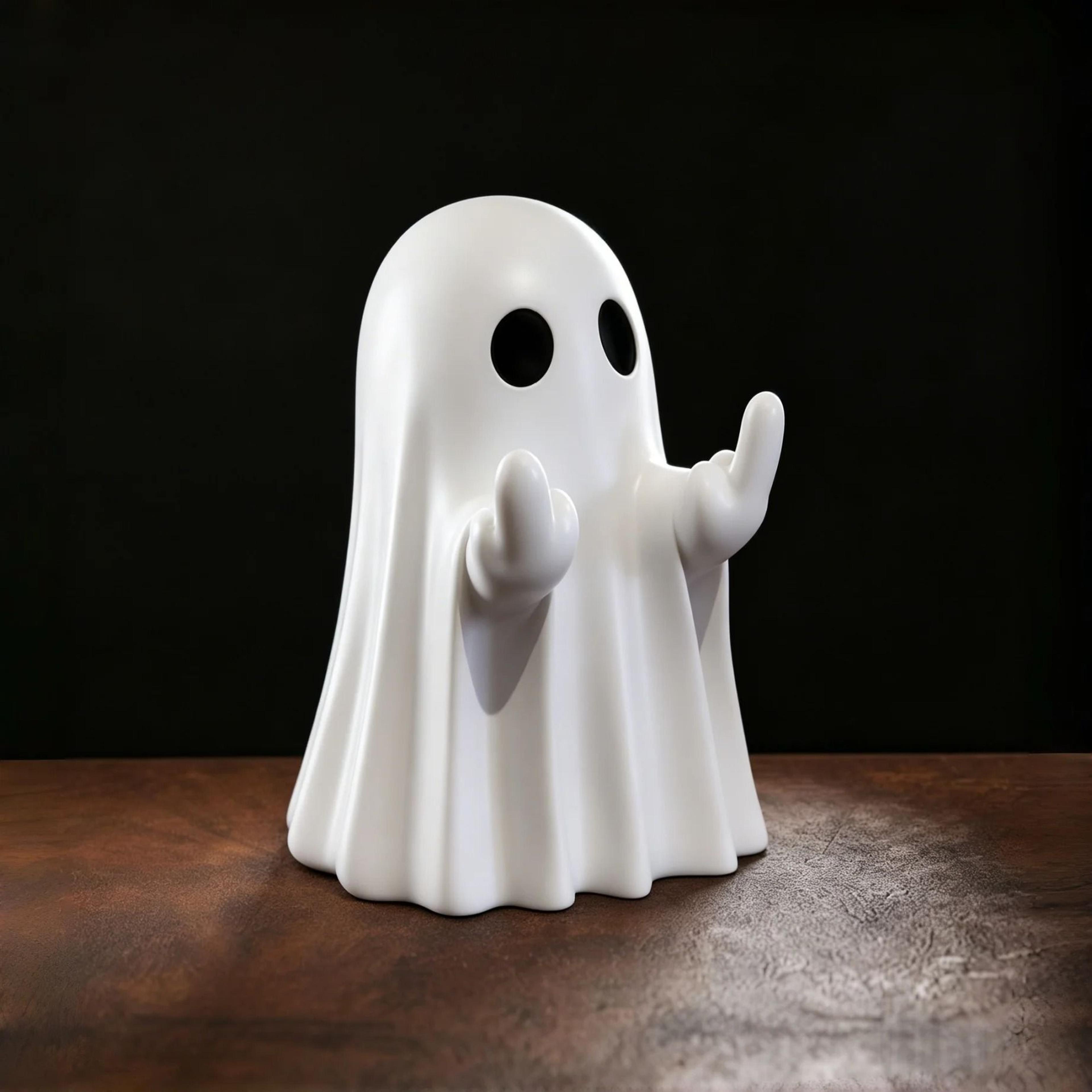 Funny Middle Finger Ghost Statue Halloween Table Decor 7