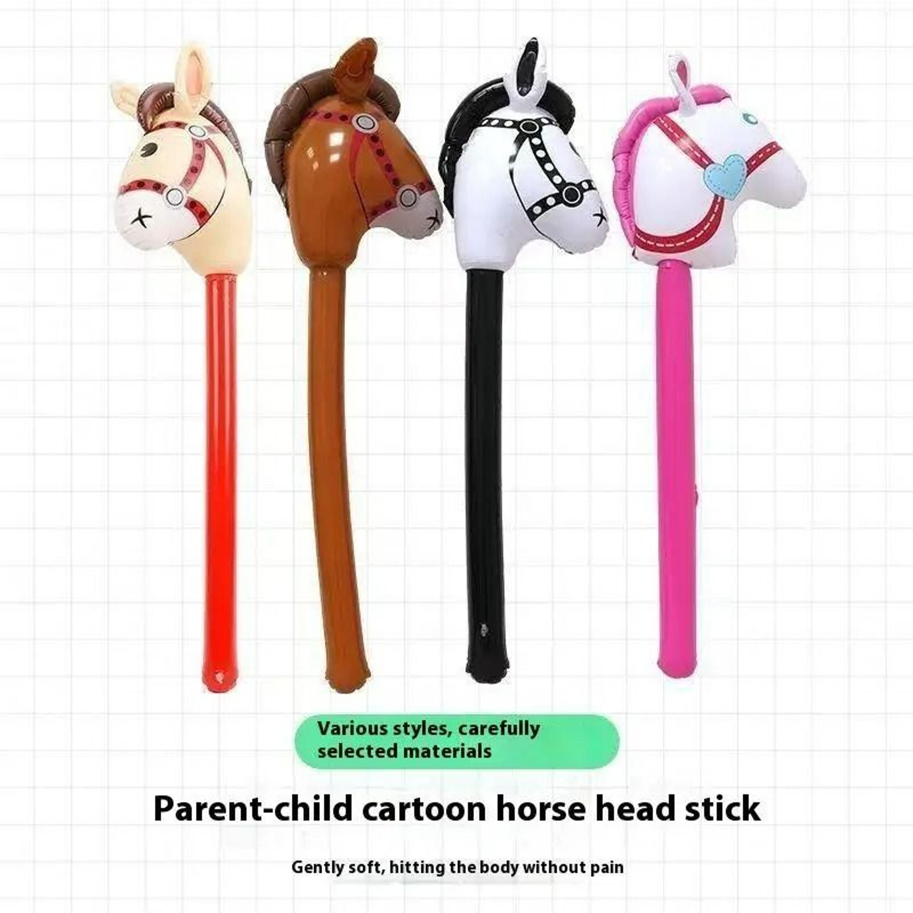 inflatable horse head stick toy pony balloon party prop