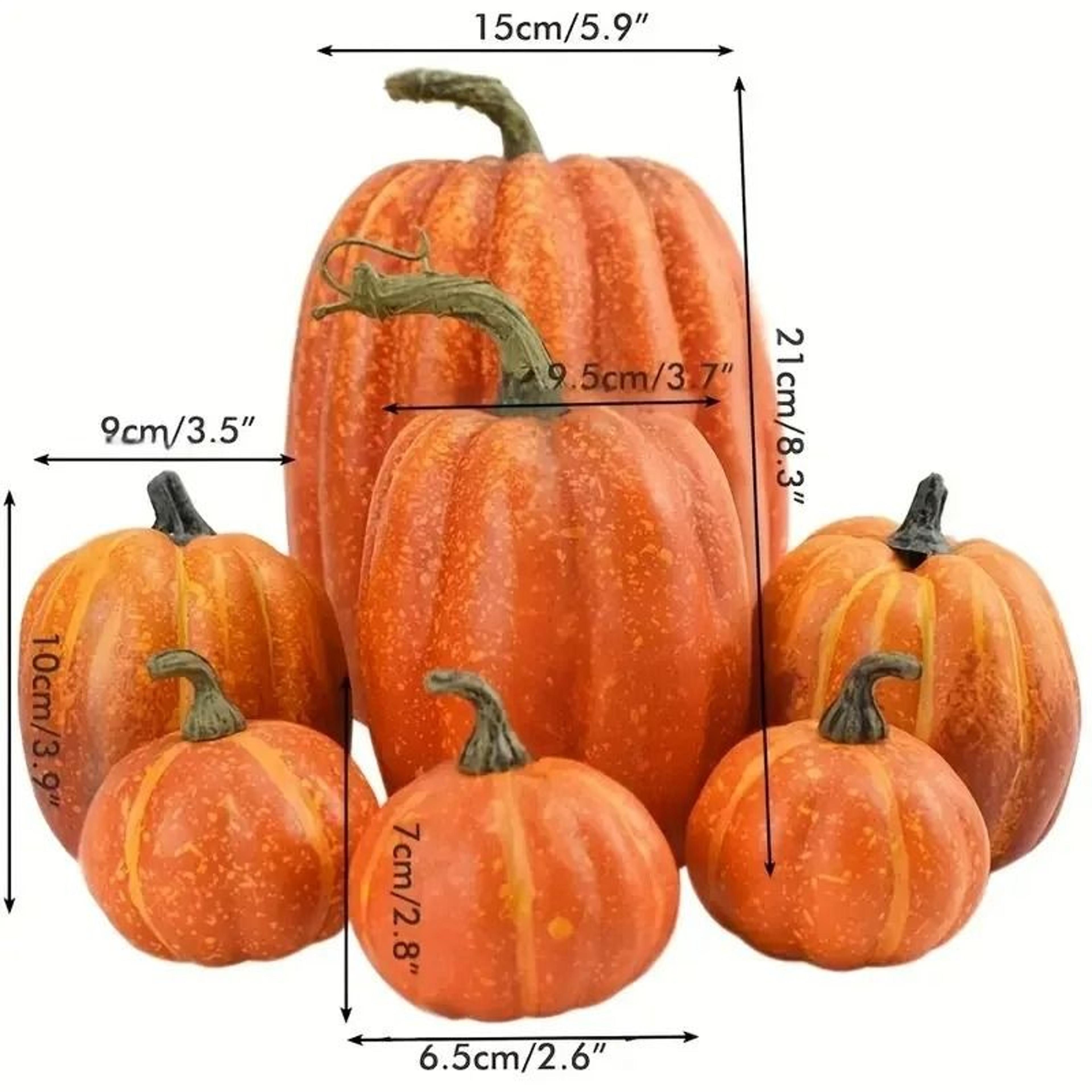 7 Piece Artificial Pumpkin Set Orange Foam Fall Harvest Decor 2