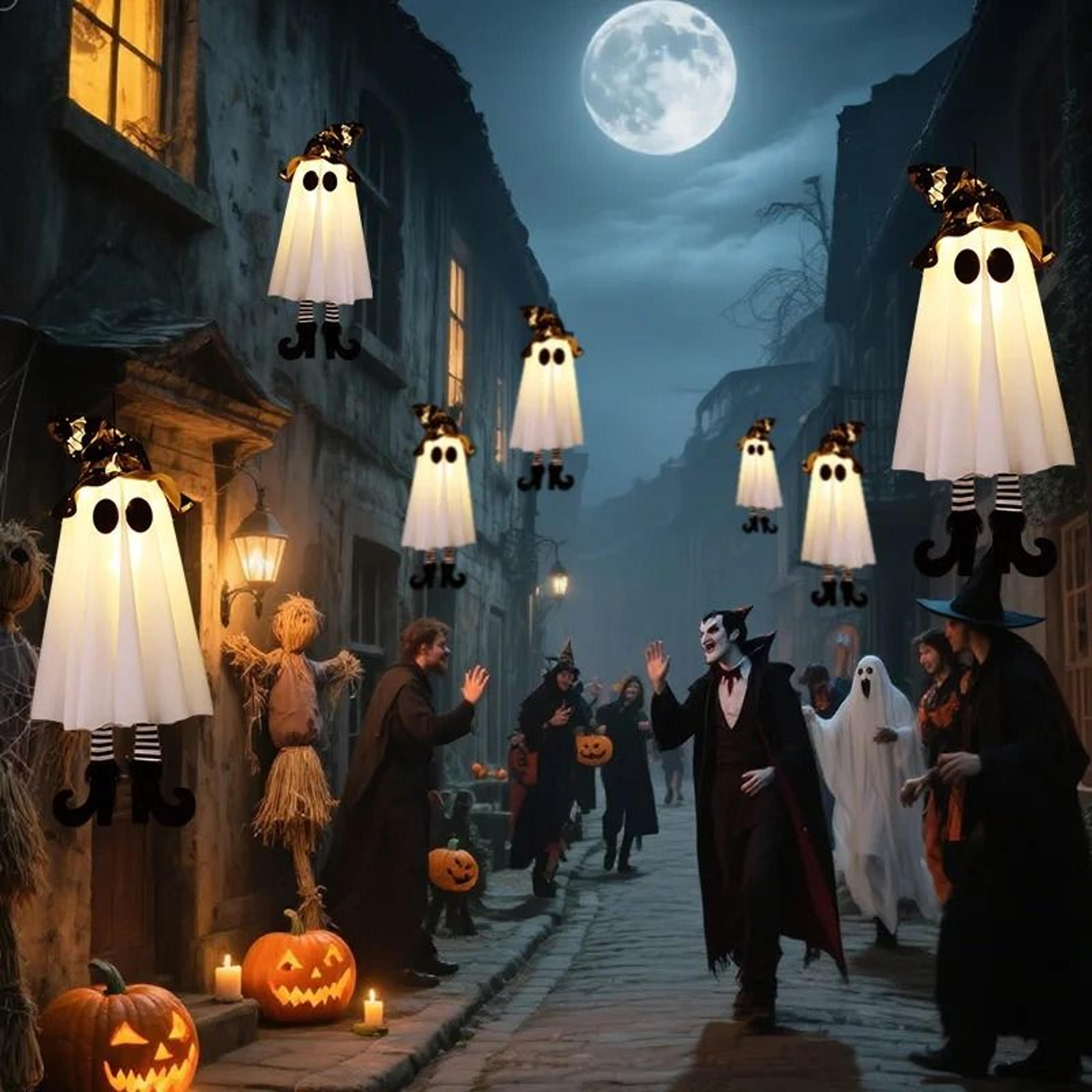 LED Light Up Witch Ghost Hanging Halloween Yard Decoration 1