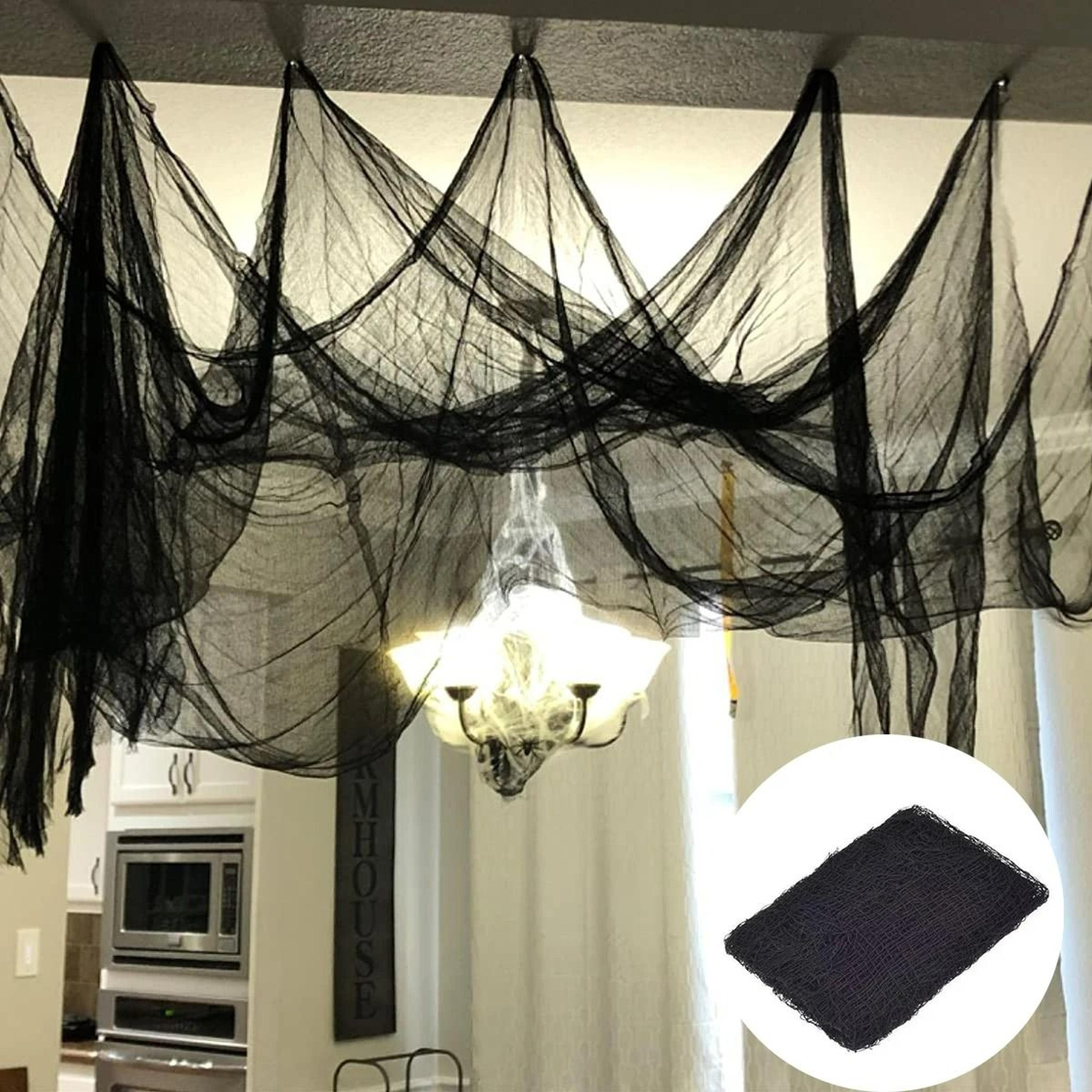 black creepy cloth halloween gauze spider web haunted house decor