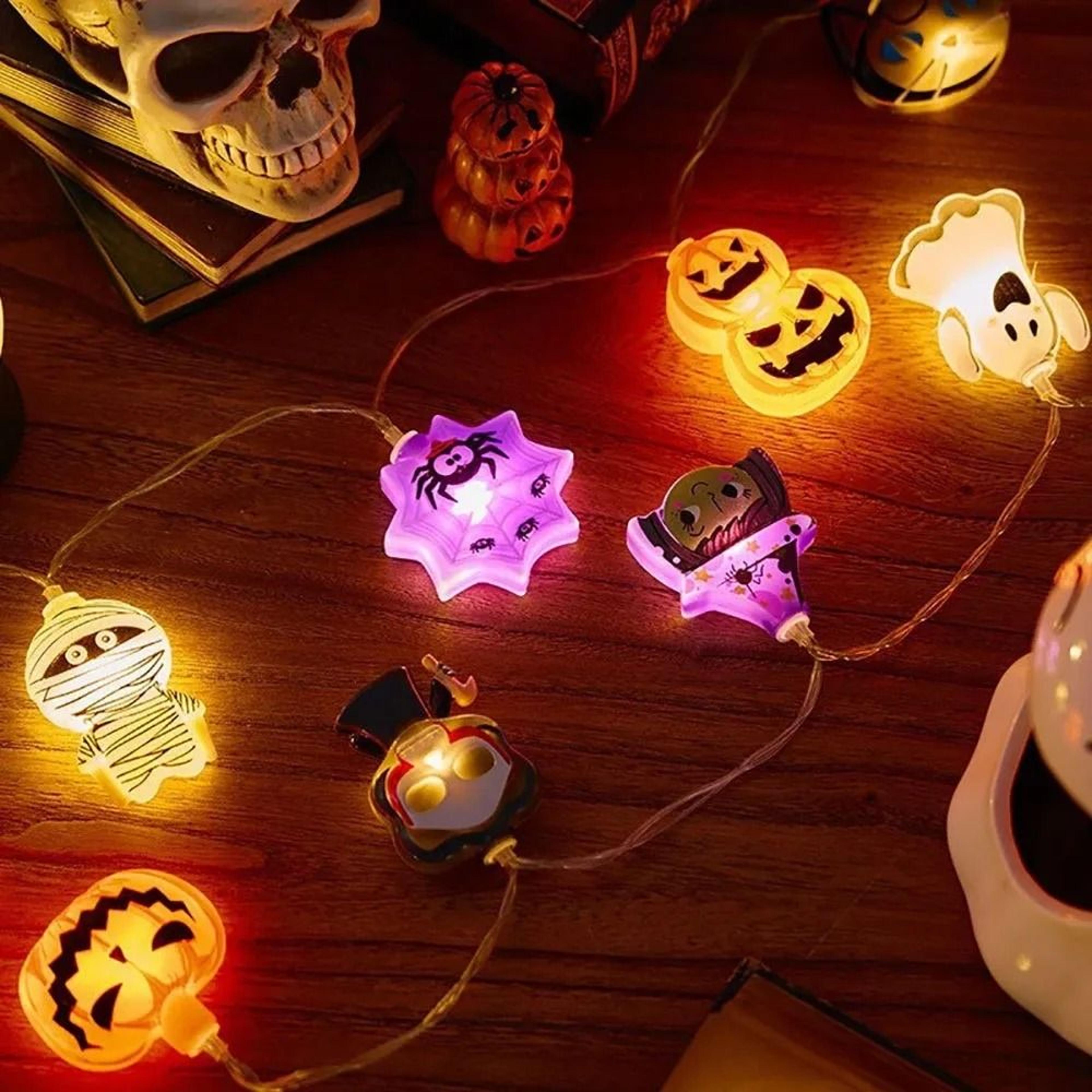 Halloween LED String Lights Pumpkin Ghost Spider Web Hanging Decor 2