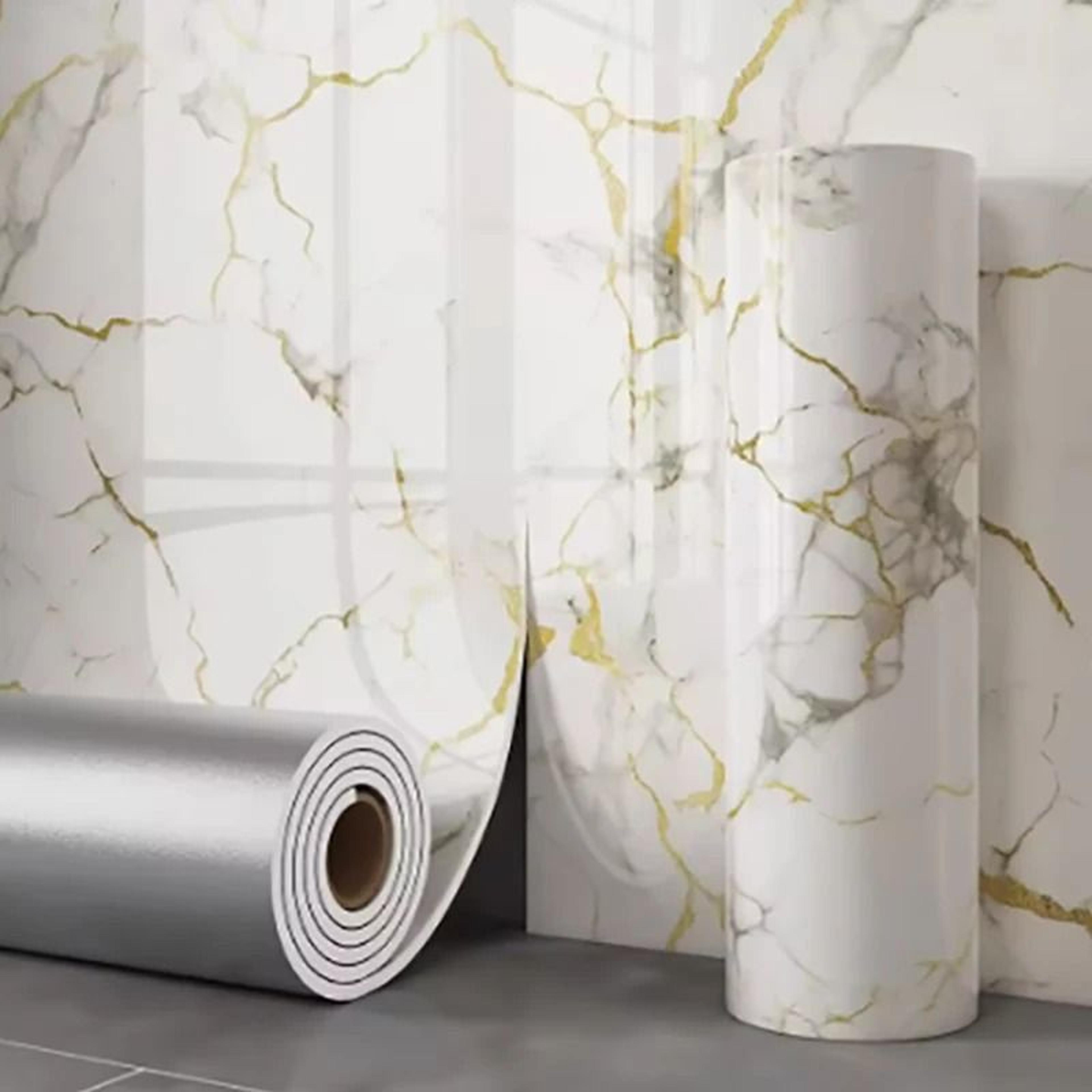 Marble Peel And Stick Foam Wallpaper Waterproof Tile Wall Covering 8
