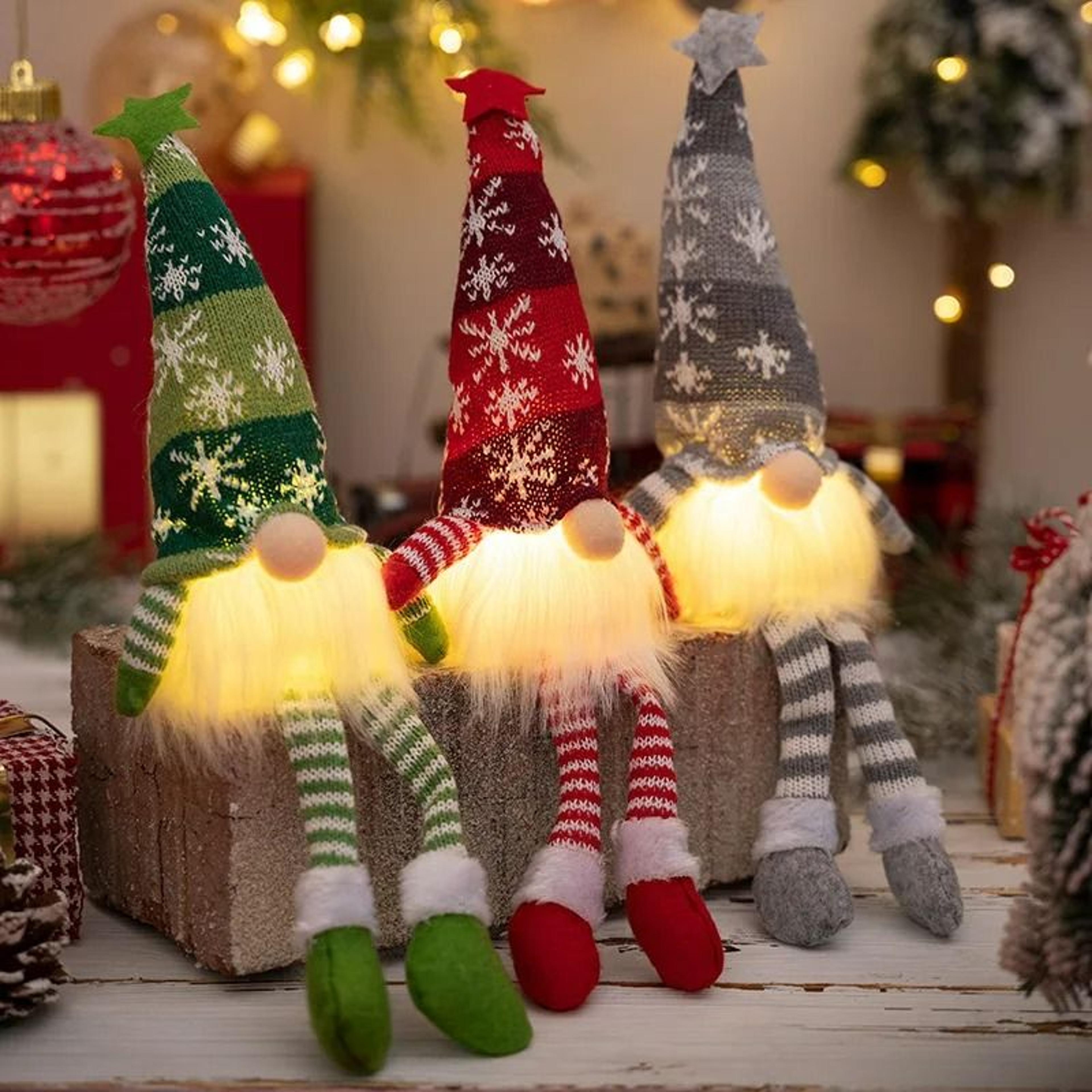 led christmas gnome with lights faceless elf holiday table decor