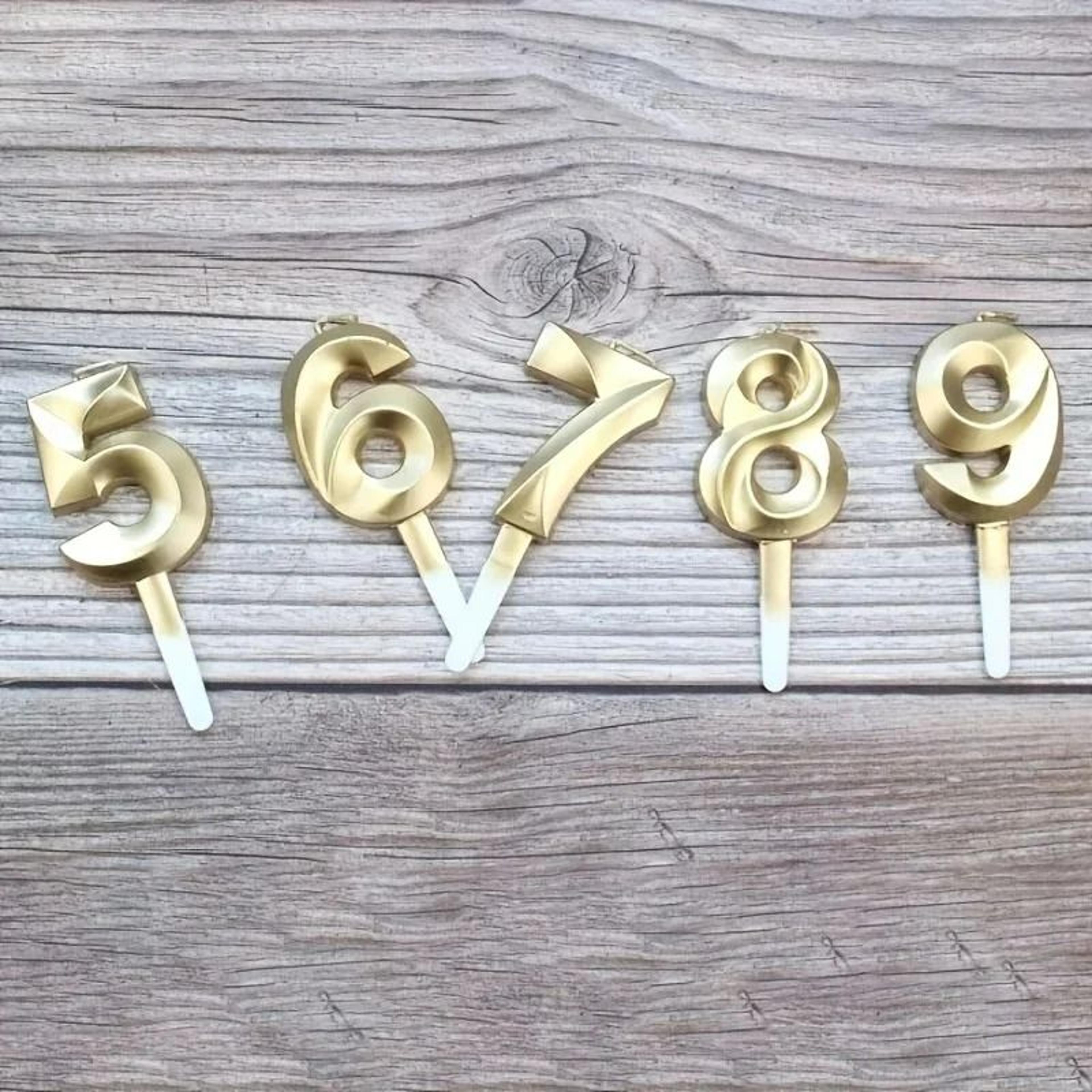 Gold 3D Diamond Number Birthday Candle Cake Topper For Celebrations 3