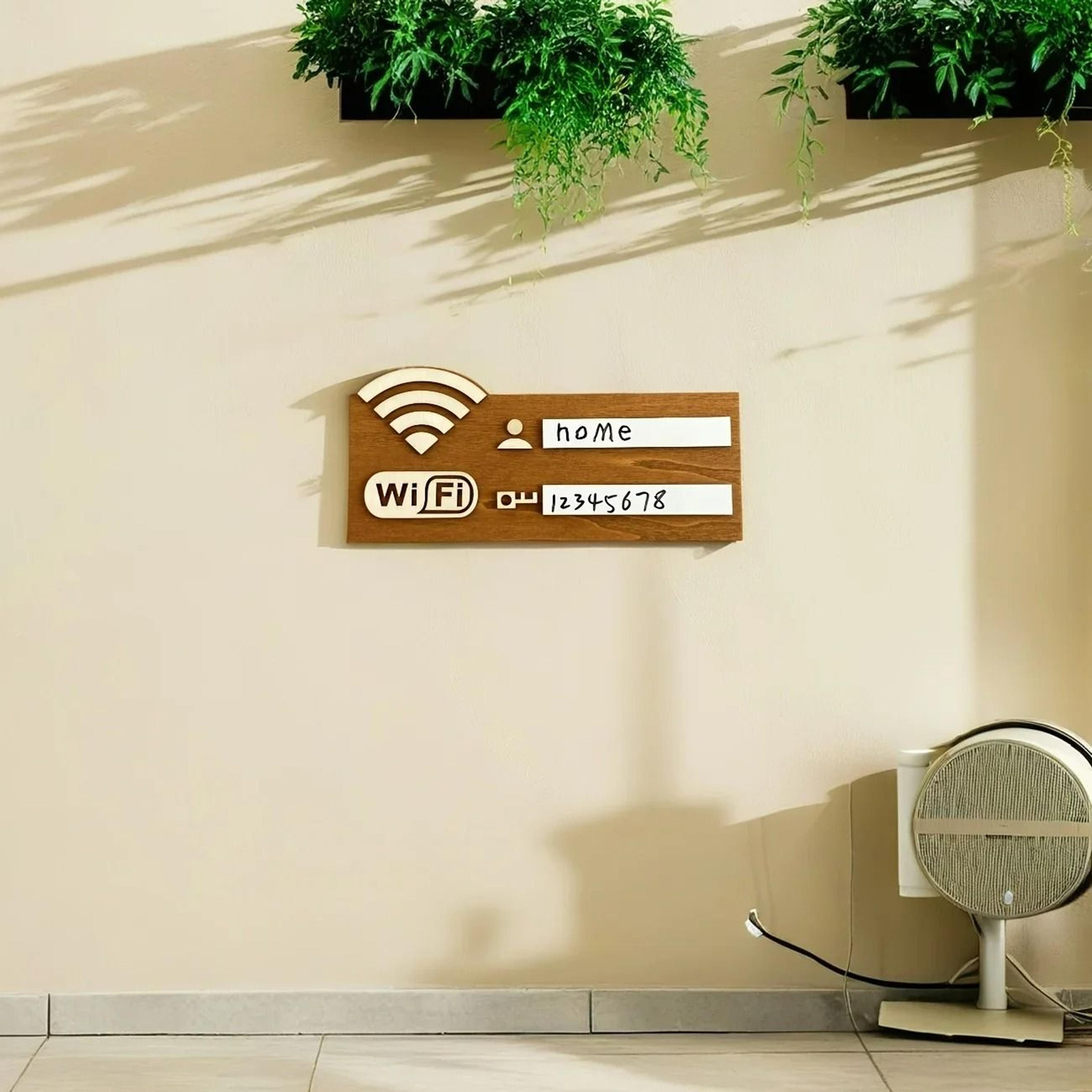 Rustic Wooden WiFi Password Sign Writable Wall Plaque For Home And Guests 5