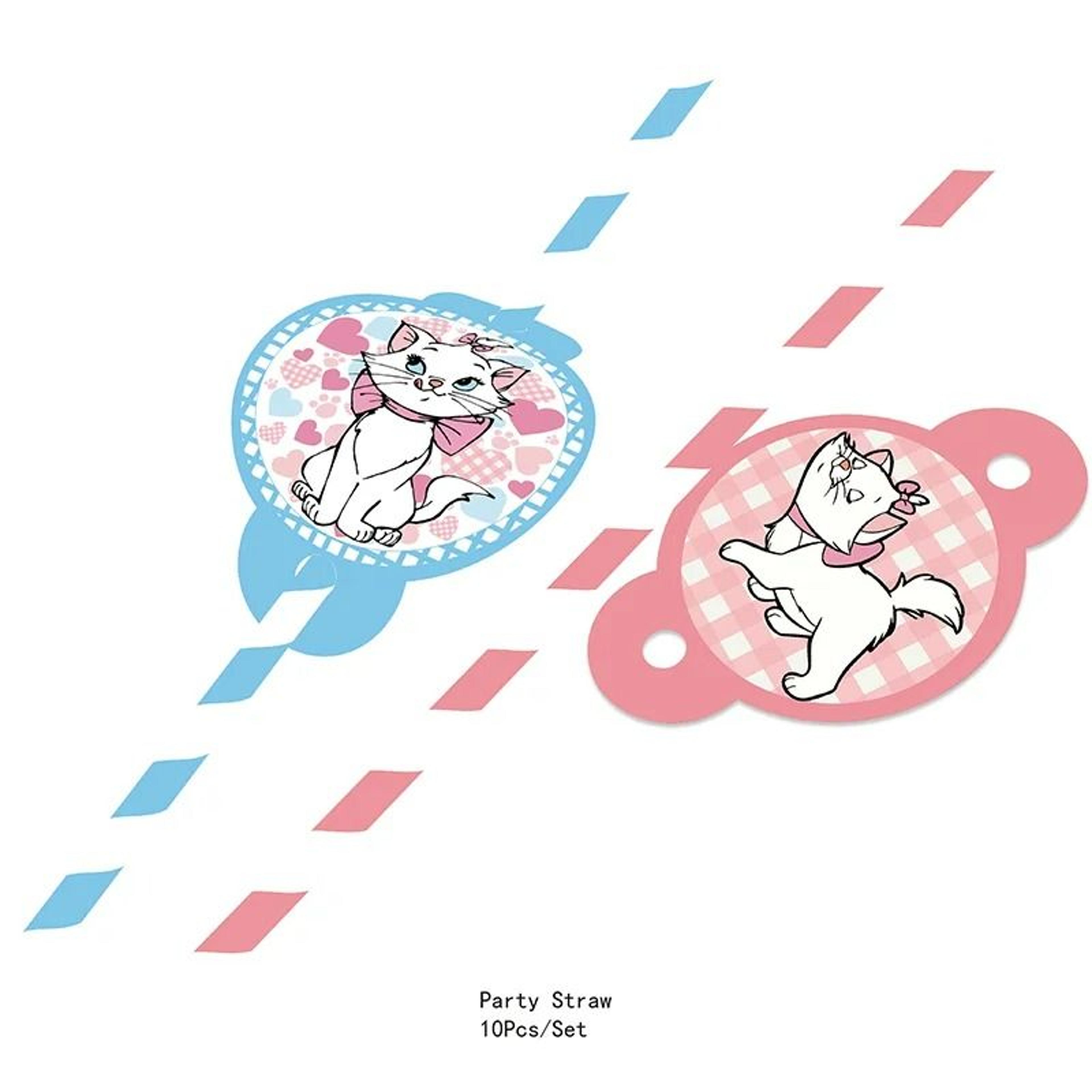 Pink Marie Cat Birthday Party Supplies Disposable Tableware And Balloon Decor 9