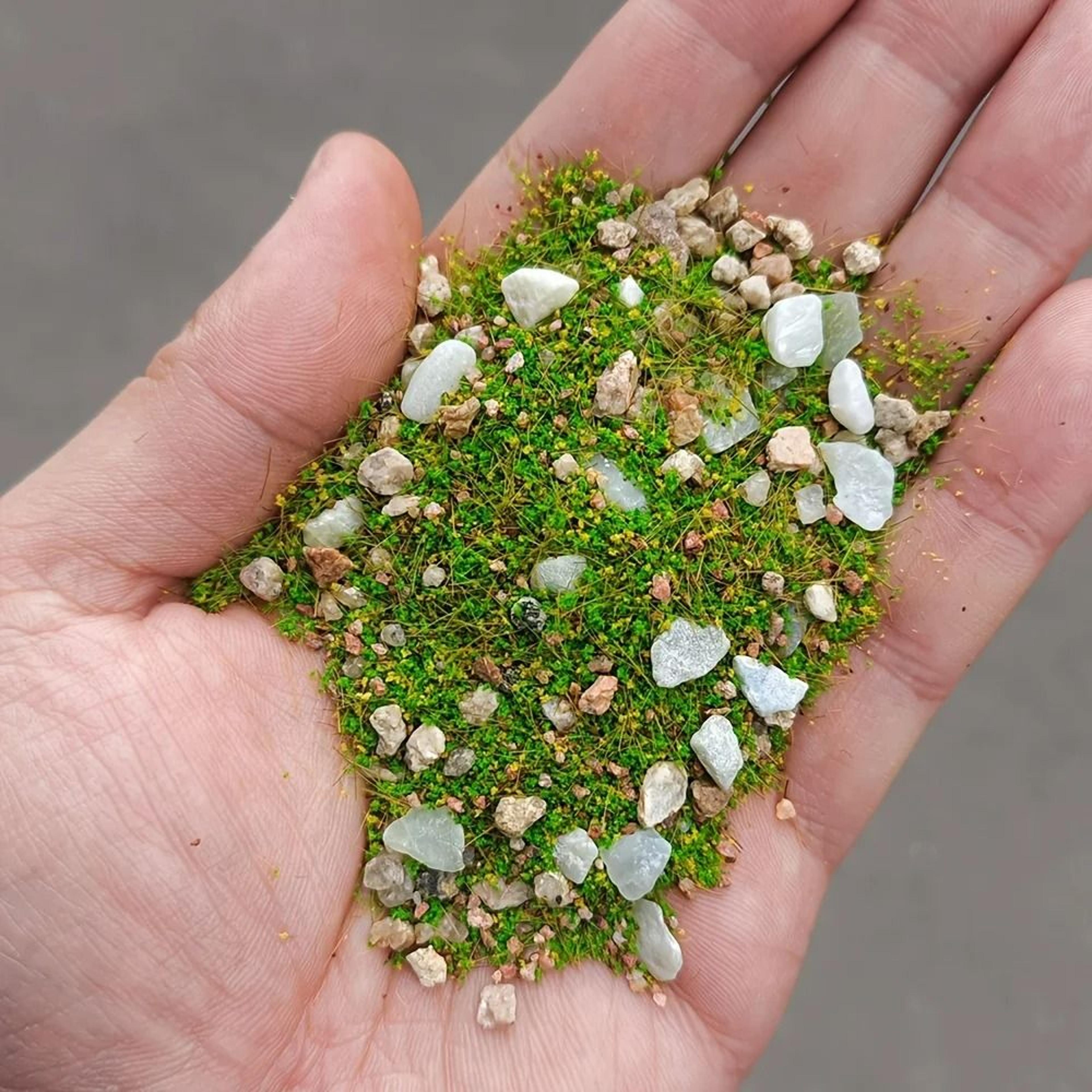 106 Oz Miniature Grass And Stone Mix For DIY Model Landscape Scenery 1