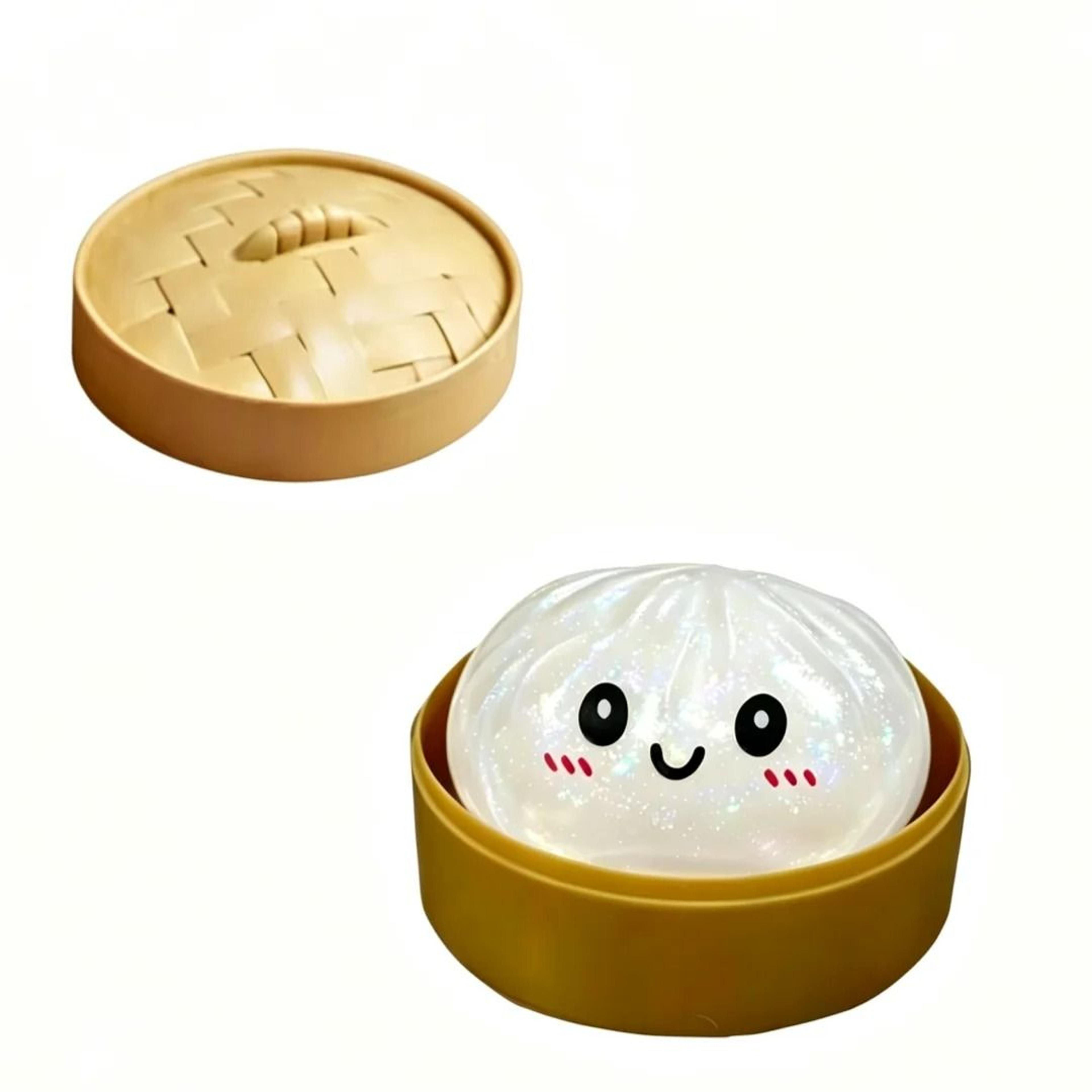 Glitter Dumpling Squishy Toy With Bamboo Steamer Slow Rebound Sensory Fidget 10
