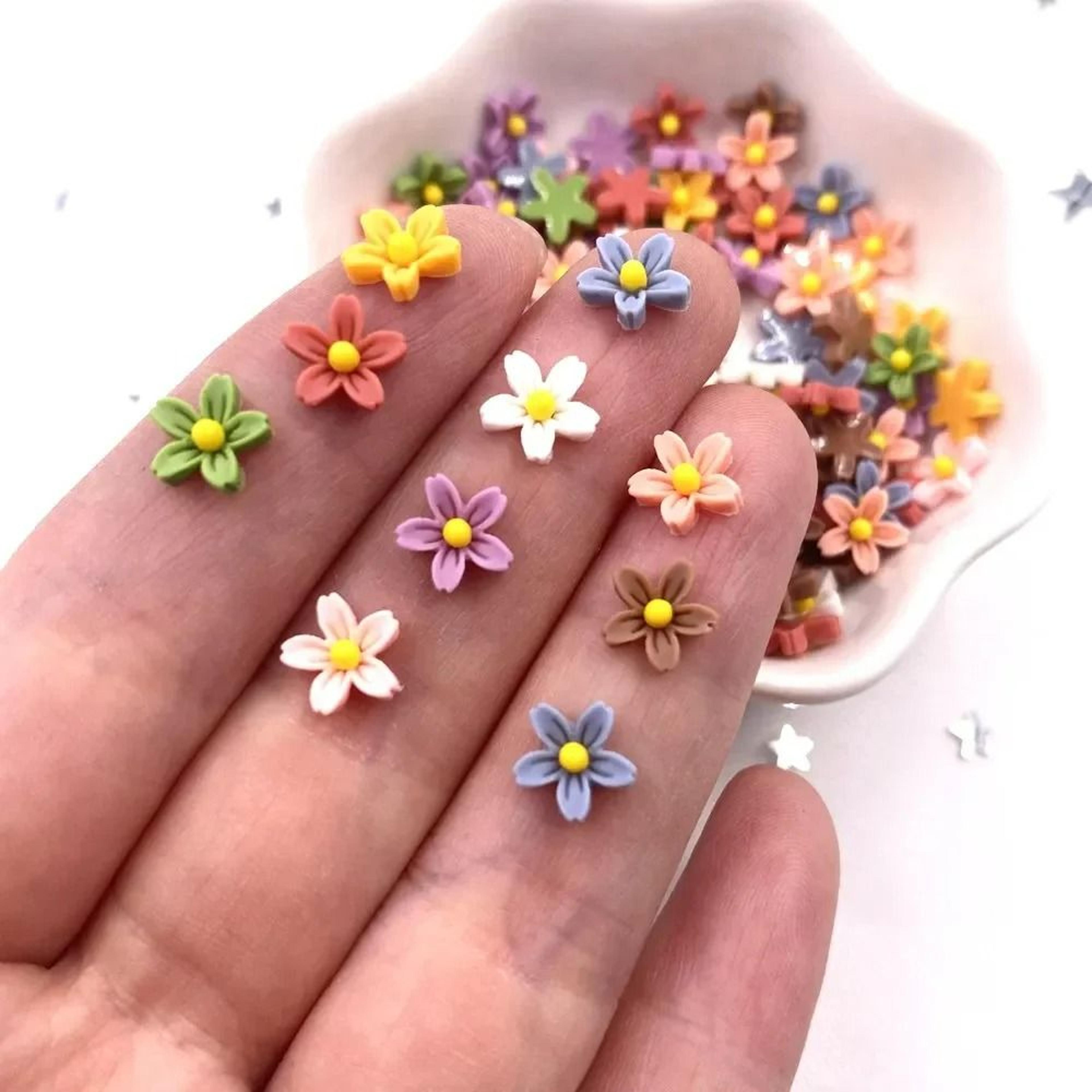 100 piece colorful 3d resin flower flatback gems for crafts and nail art
