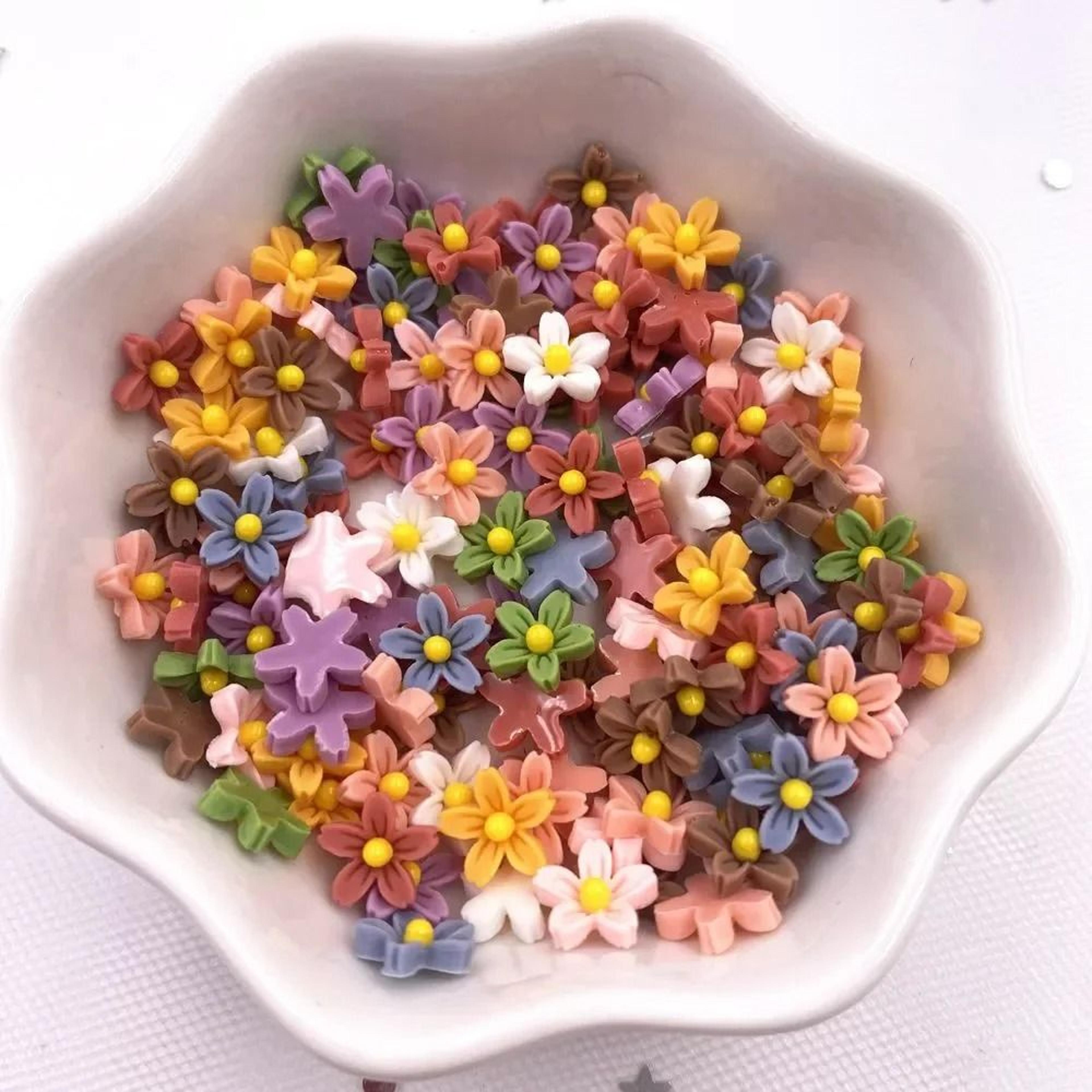 100 Piece Colorful 3D Resin Flower Flatback Gems For Crafts And Nail Art 4