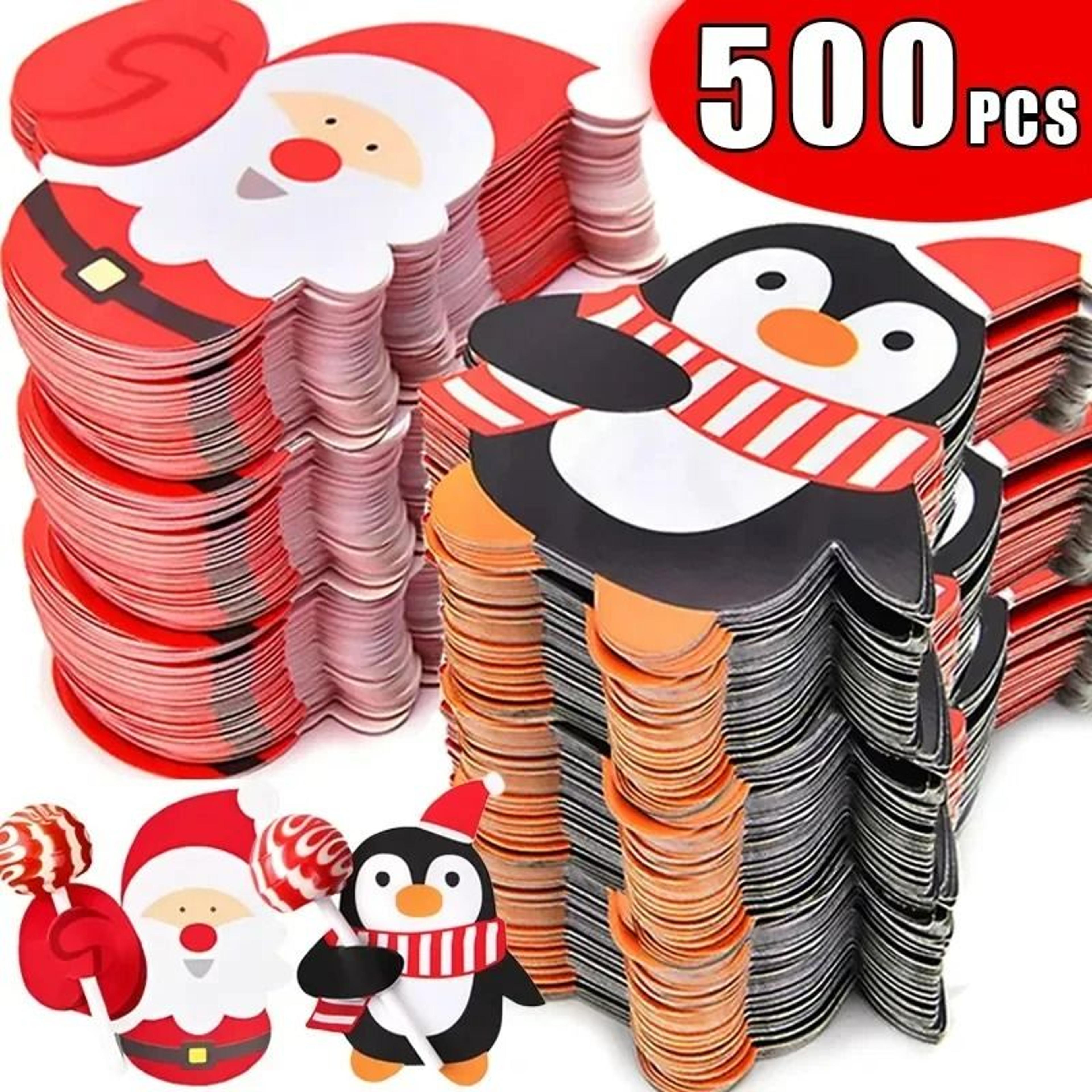 christmas lollipop holder cards santa penguin snowman candy wraps