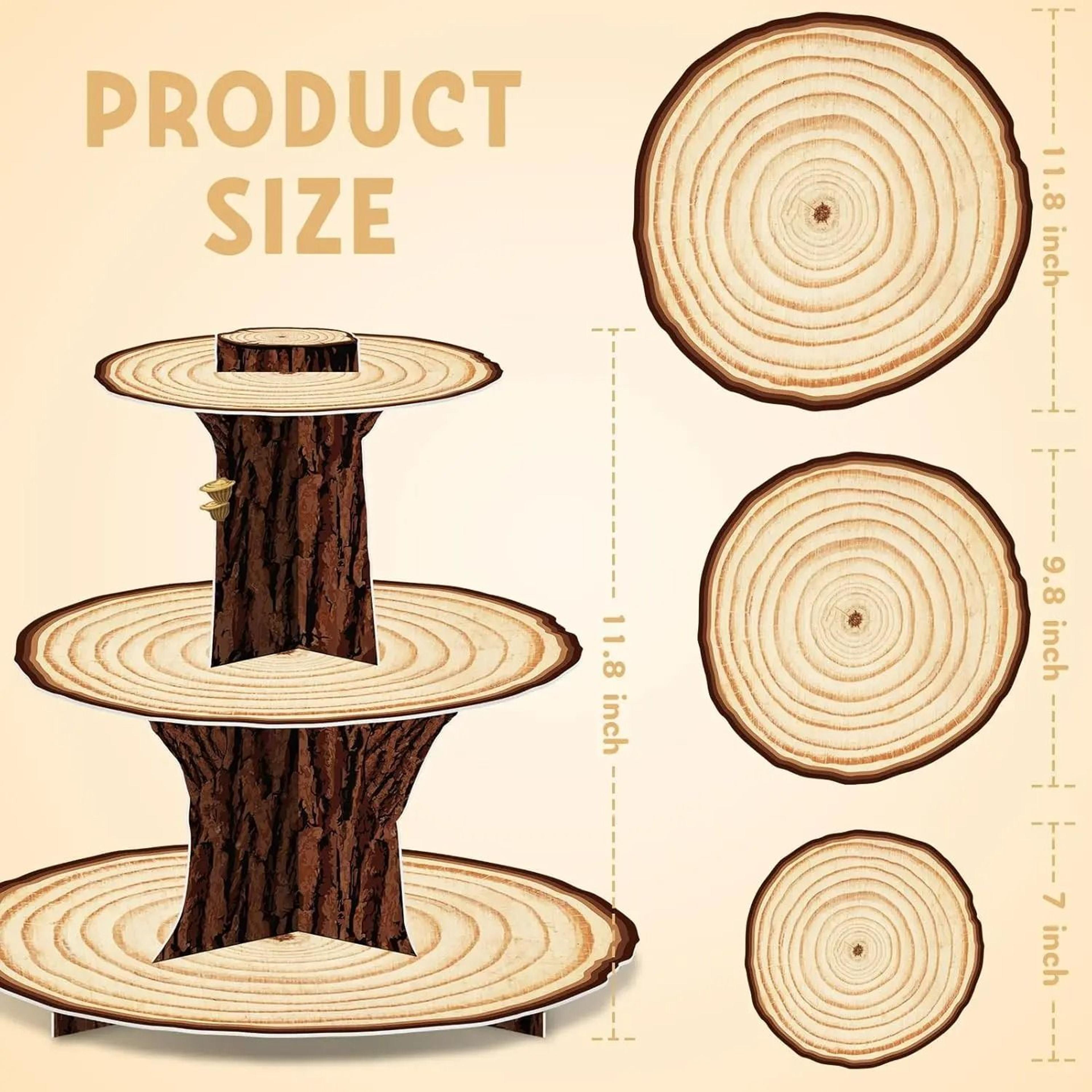 3 Tier Rustic Wooden Cupcake Stand For Woodland Parties And Baby Showers 2