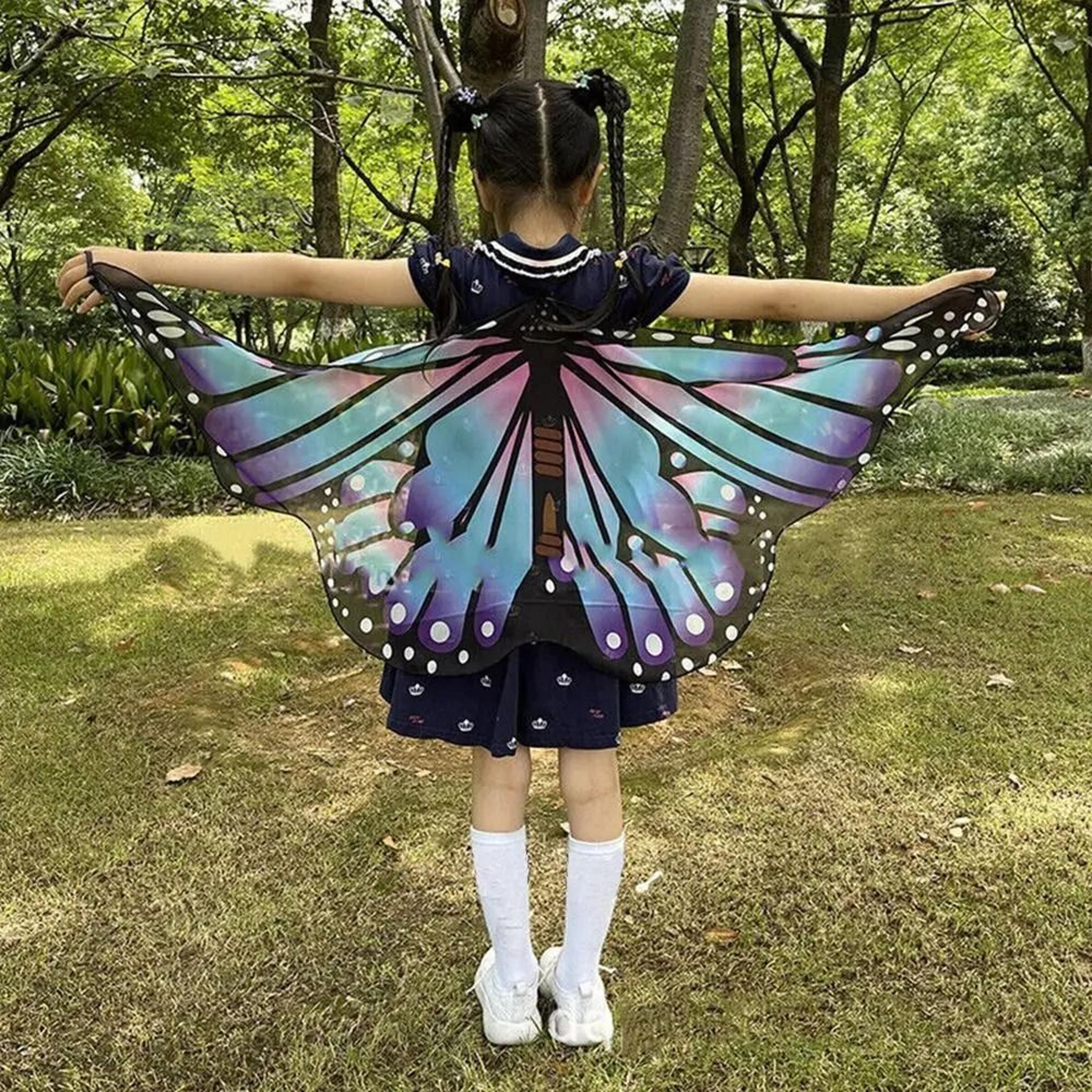 Colorful Kids Butterfly Wings Cape Fairy Shawl Dress Up Costume 2