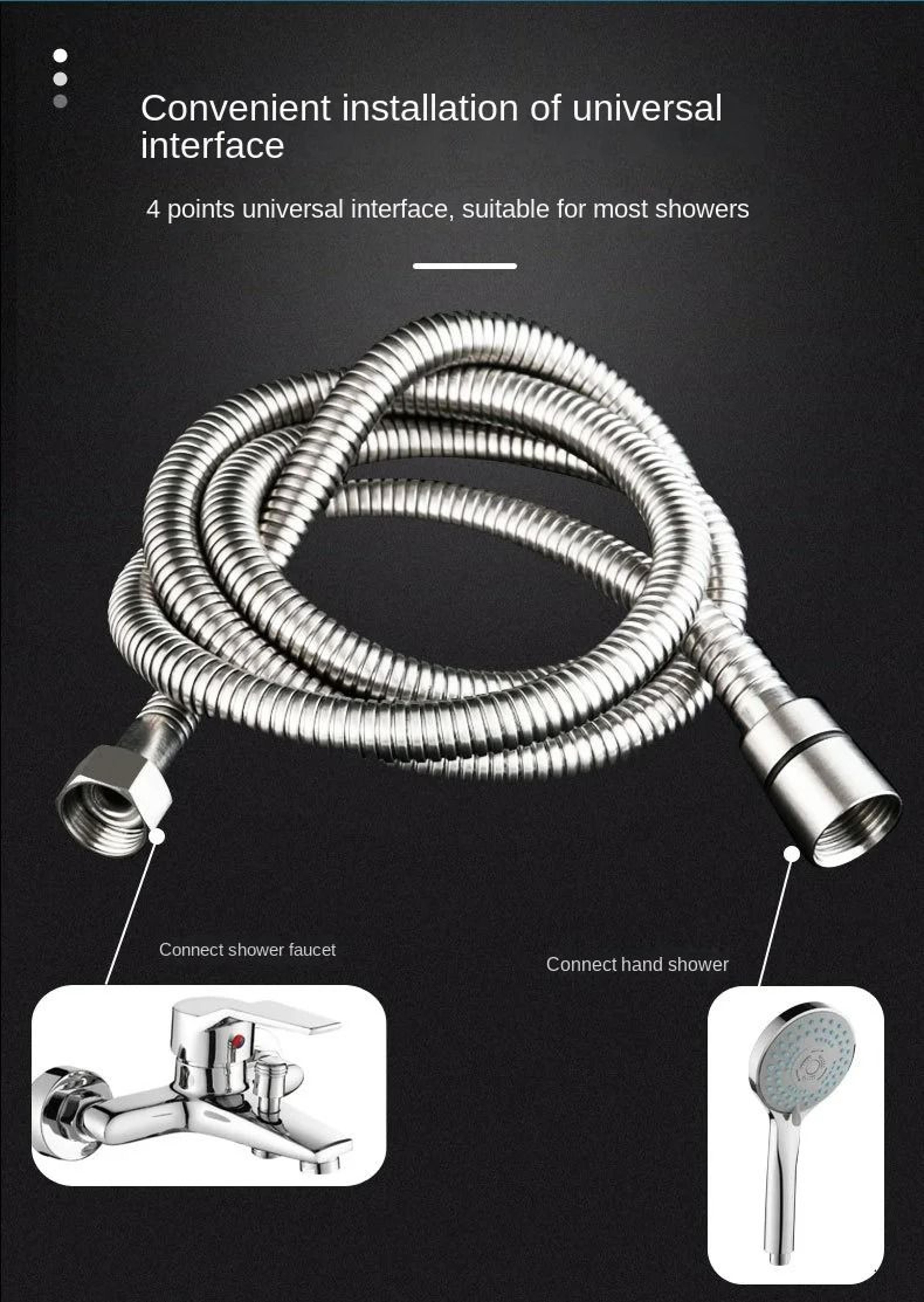 59 Inch Stainless Steel Flexible Shower Hose Black Or Silver Bathroom Extension 3