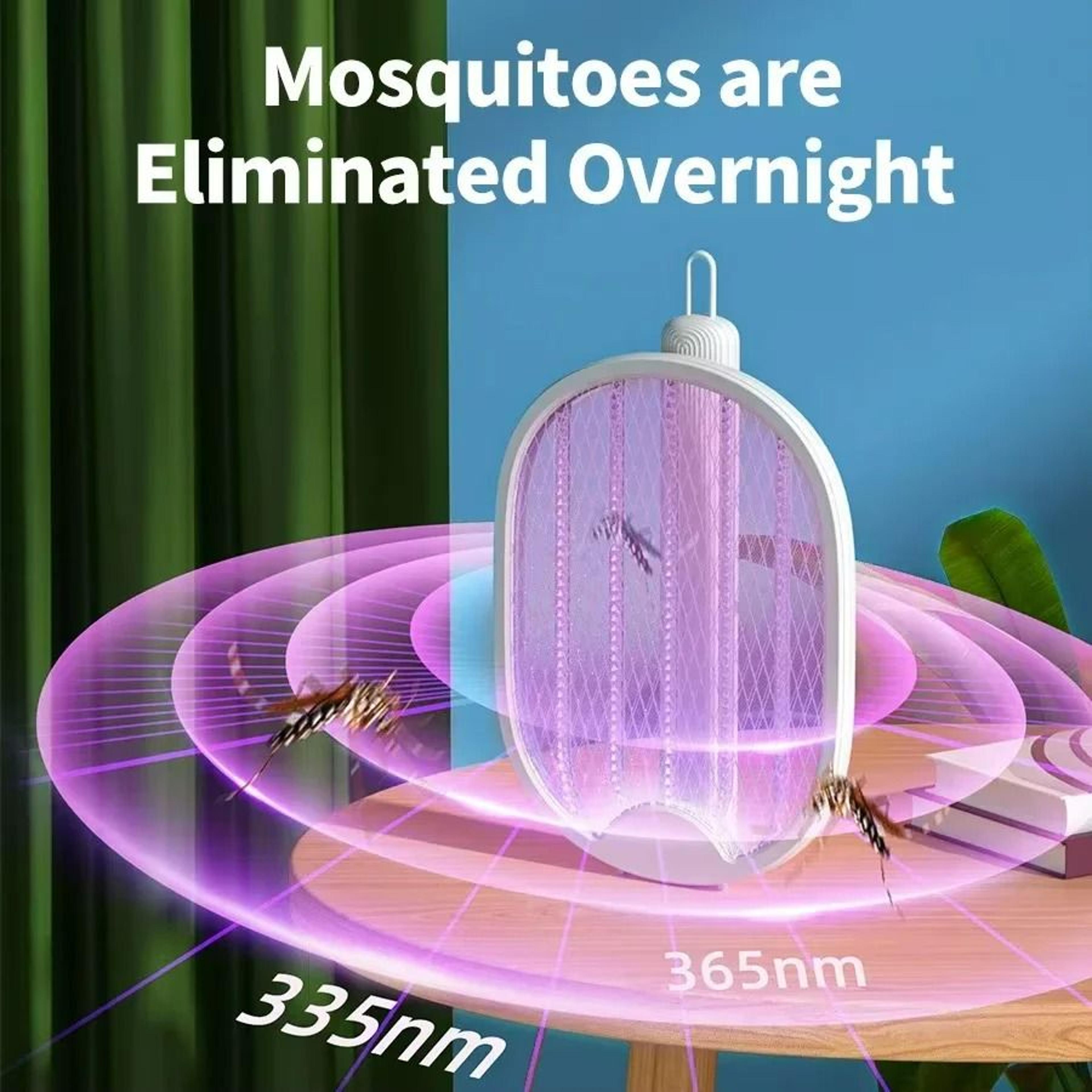 Foldable Electric Mosquito Swatter USB Rechargeable UV Bug Zapper Racket 1