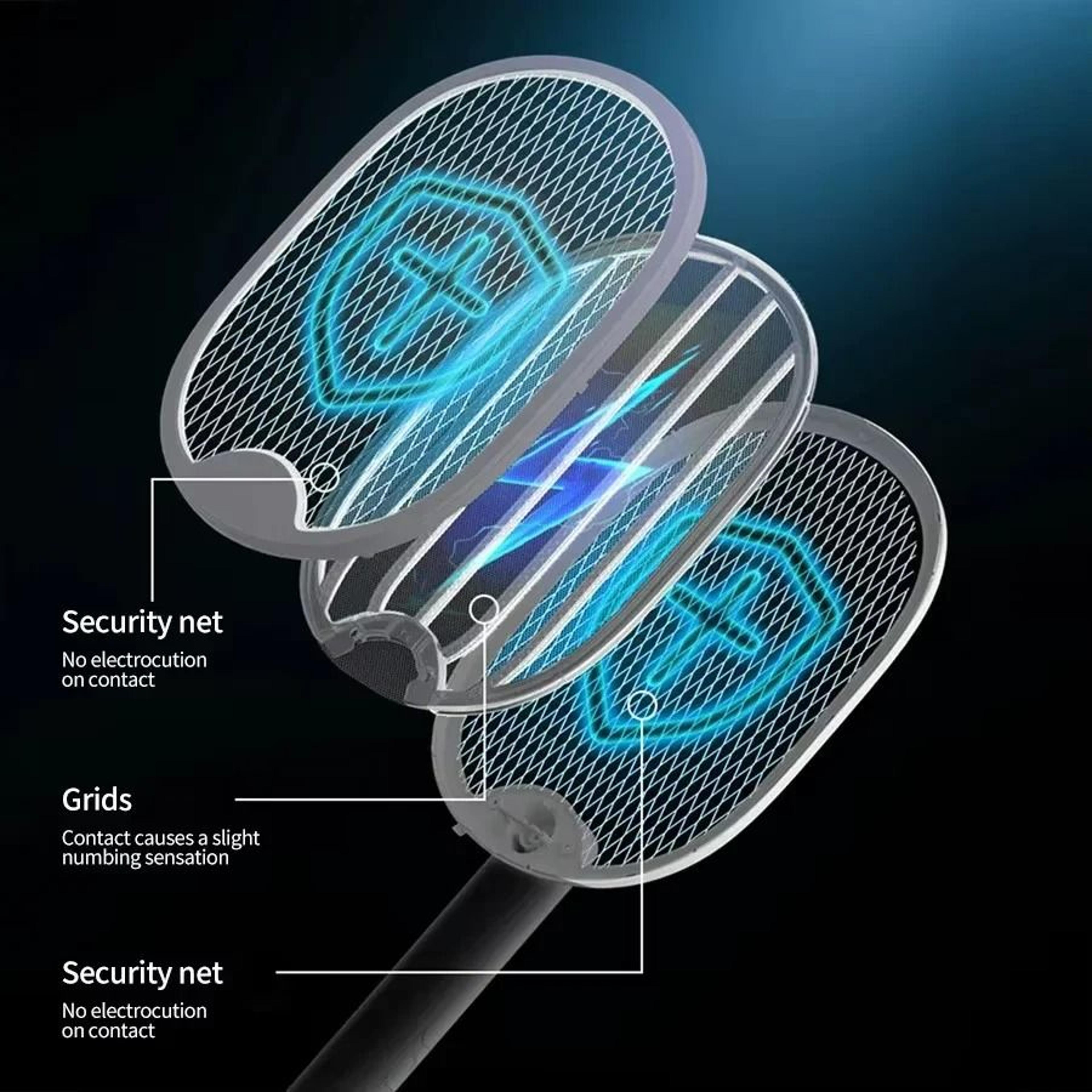 Rechargeable Electric Fly Swatter Racket With Foldable Bug Zapper Design 2