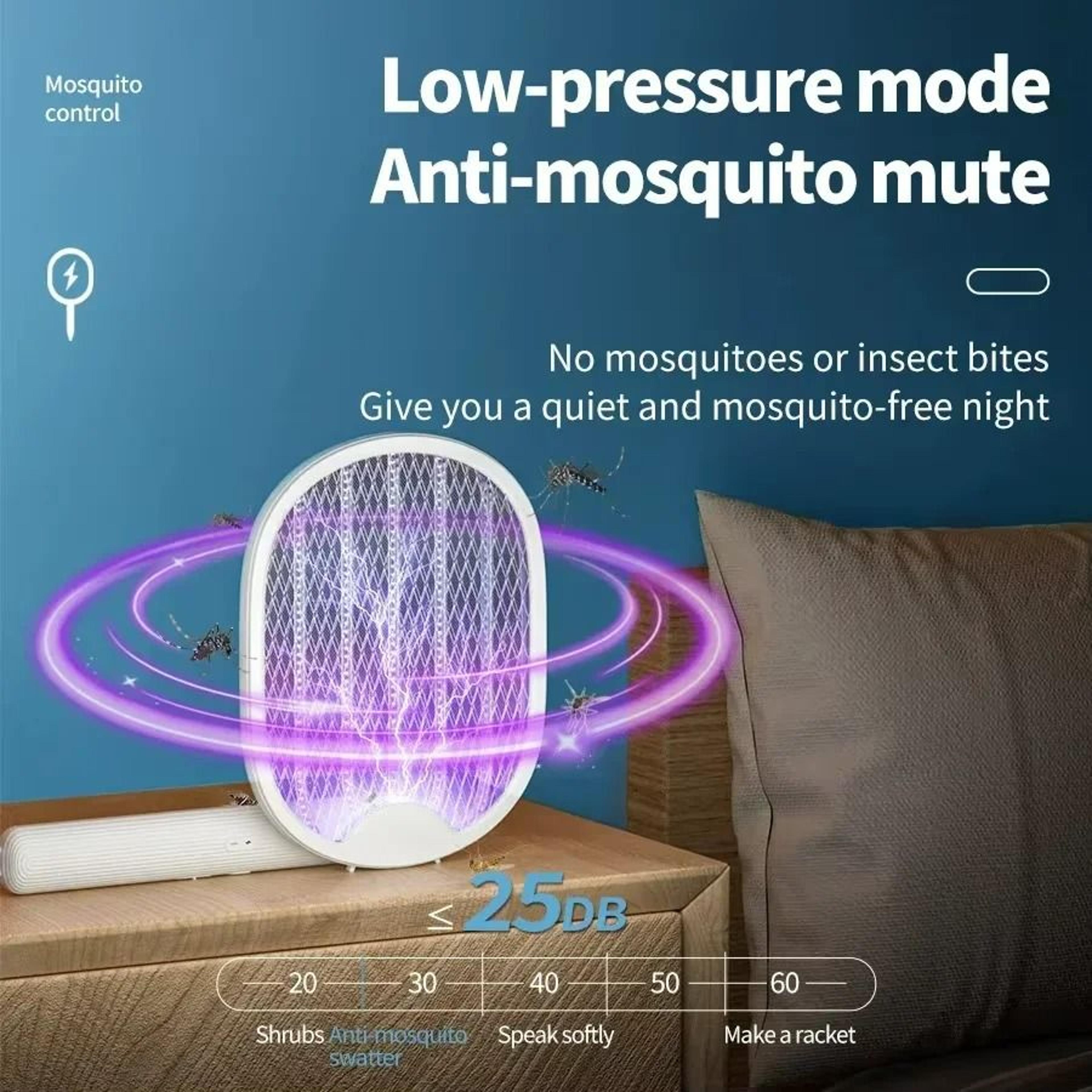 Rechargeable Electric Fly Swatter Racket With Foldable Bug Zapper Design 3