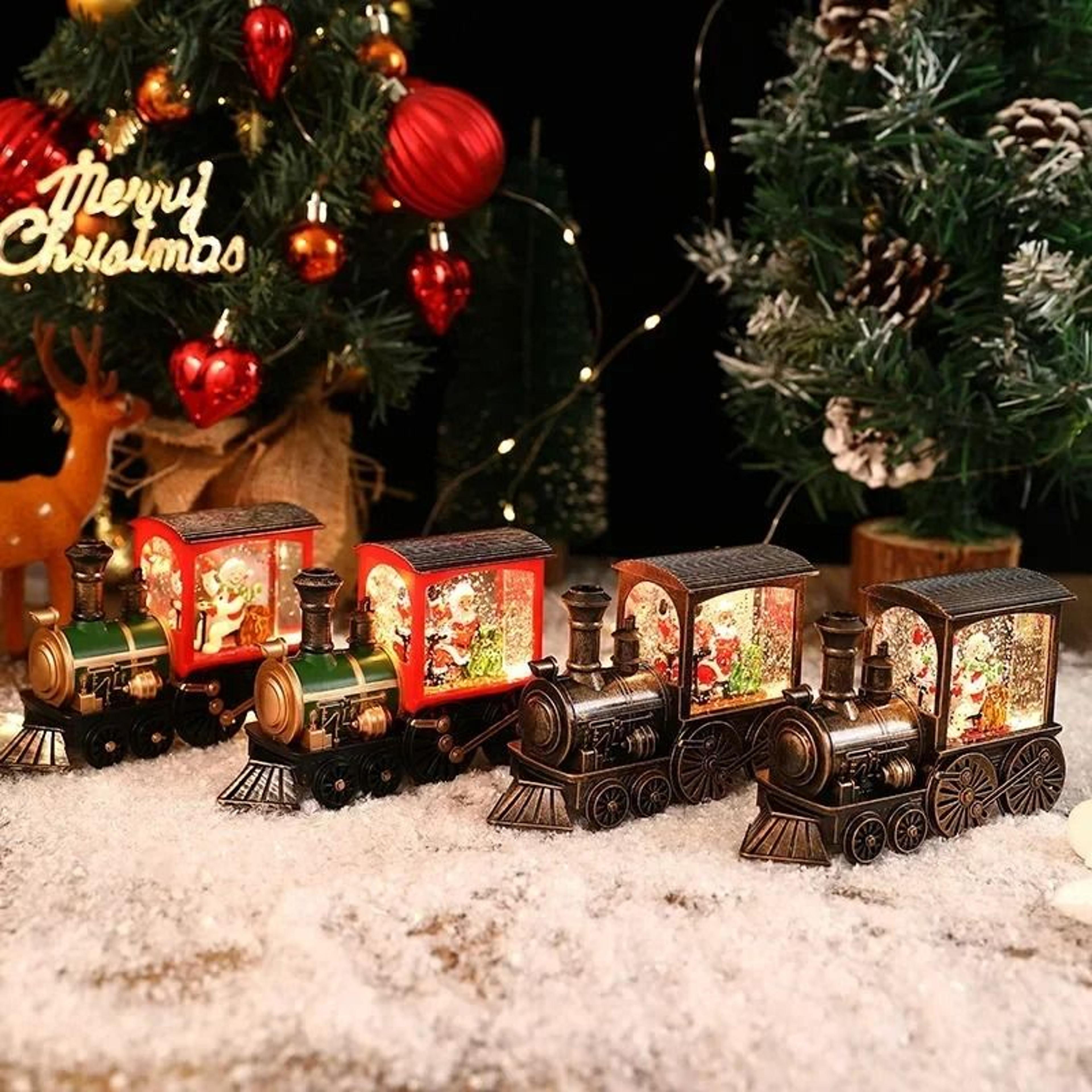 LED Christmas Crystal Ball Santa Train Night Light Holiday Decoration 2