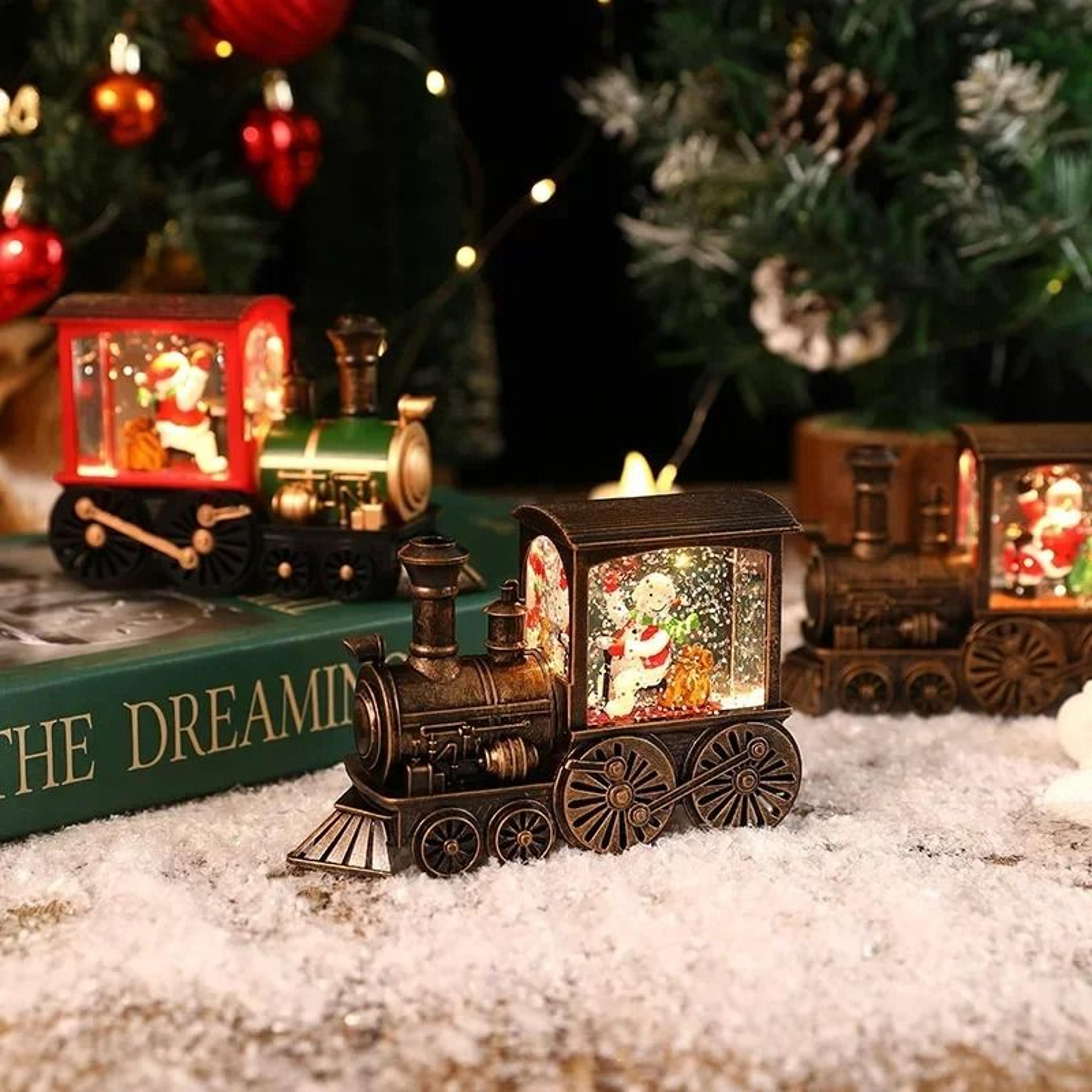 LED Christmas Crystal Ball Santa Train Night Light Holiday Decoration 4