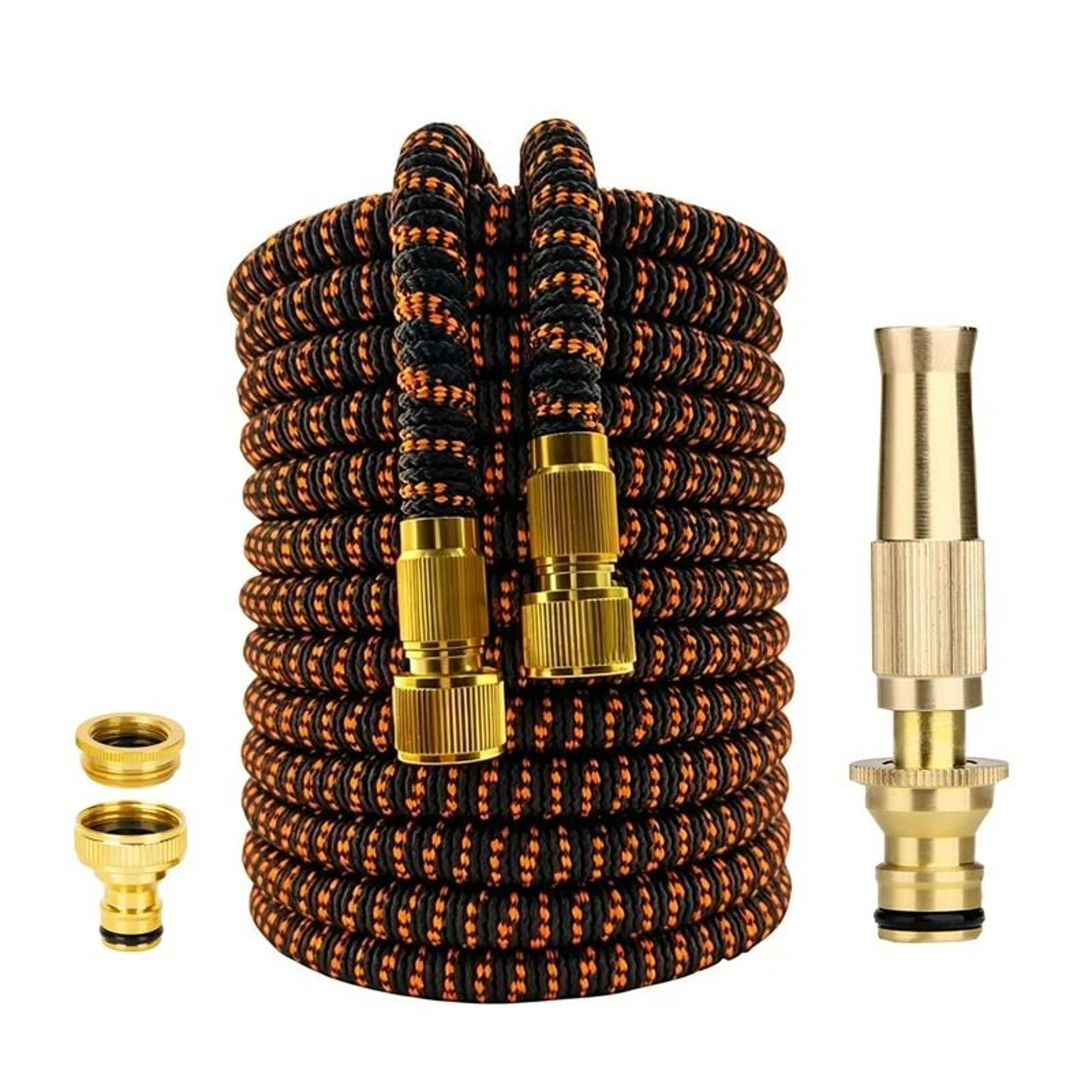 expandable garden hose with high pressure copper spray nozzle