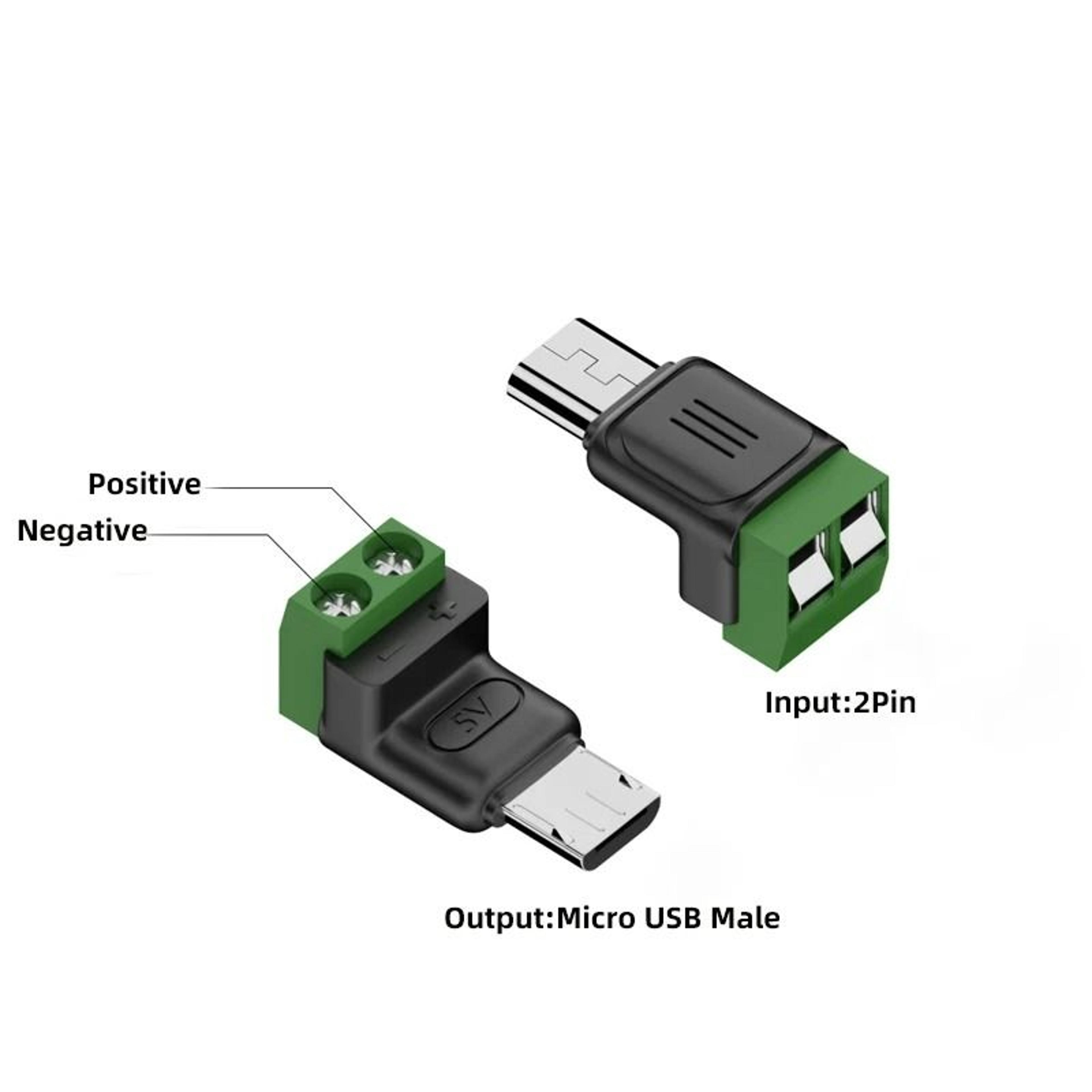 USB C Micro USB To 2 Pin Screw Terminal Solderless Connector 9
