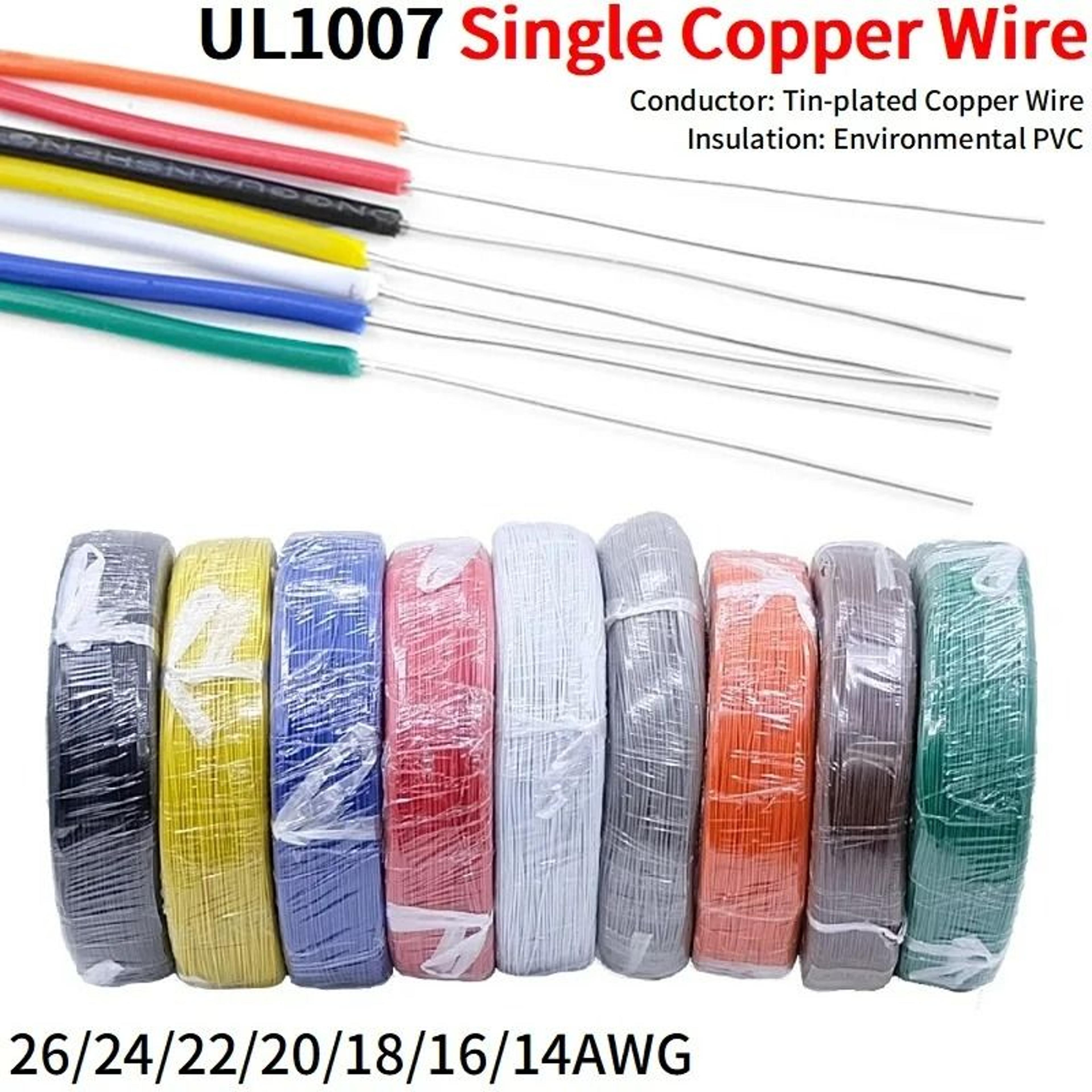 Solid Tinned Copper Wire PVC Insulated Electrical Cable 14 To 26 AWG 0