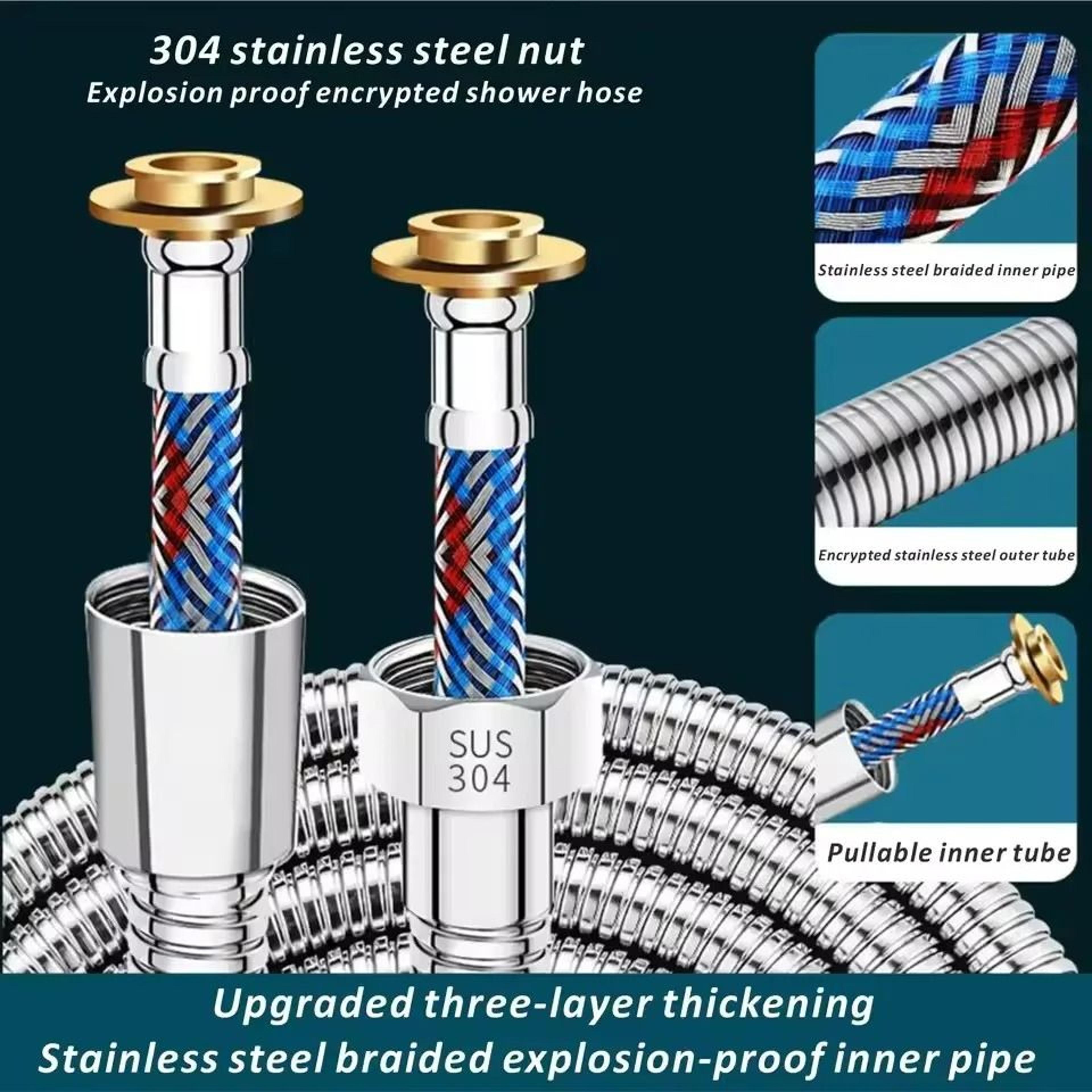 stainless steel braided flexible shower hose extension for handheld showerhead