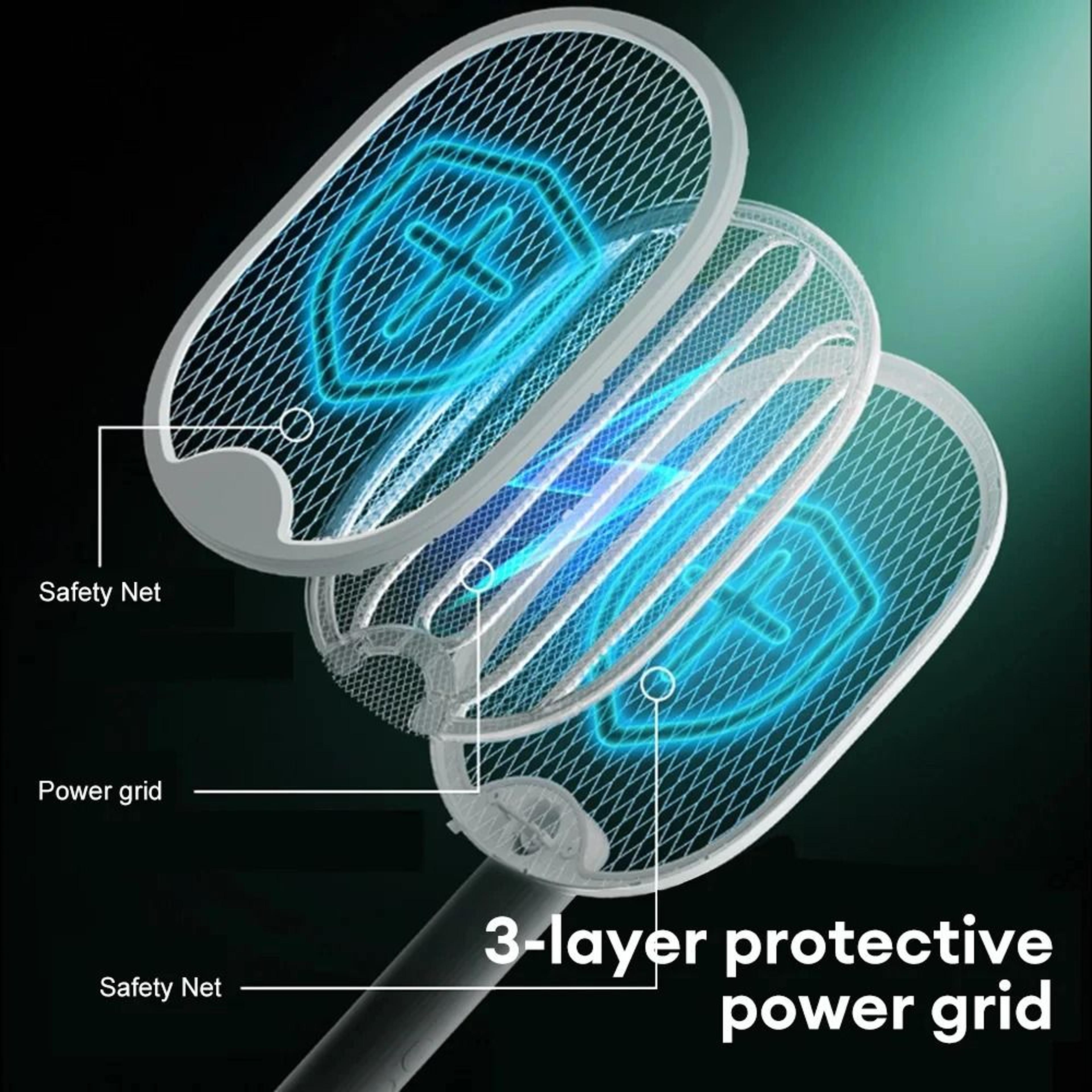 Foldable USB Rechargeable Mosquito Racket With UV Light Bug Zapper 0