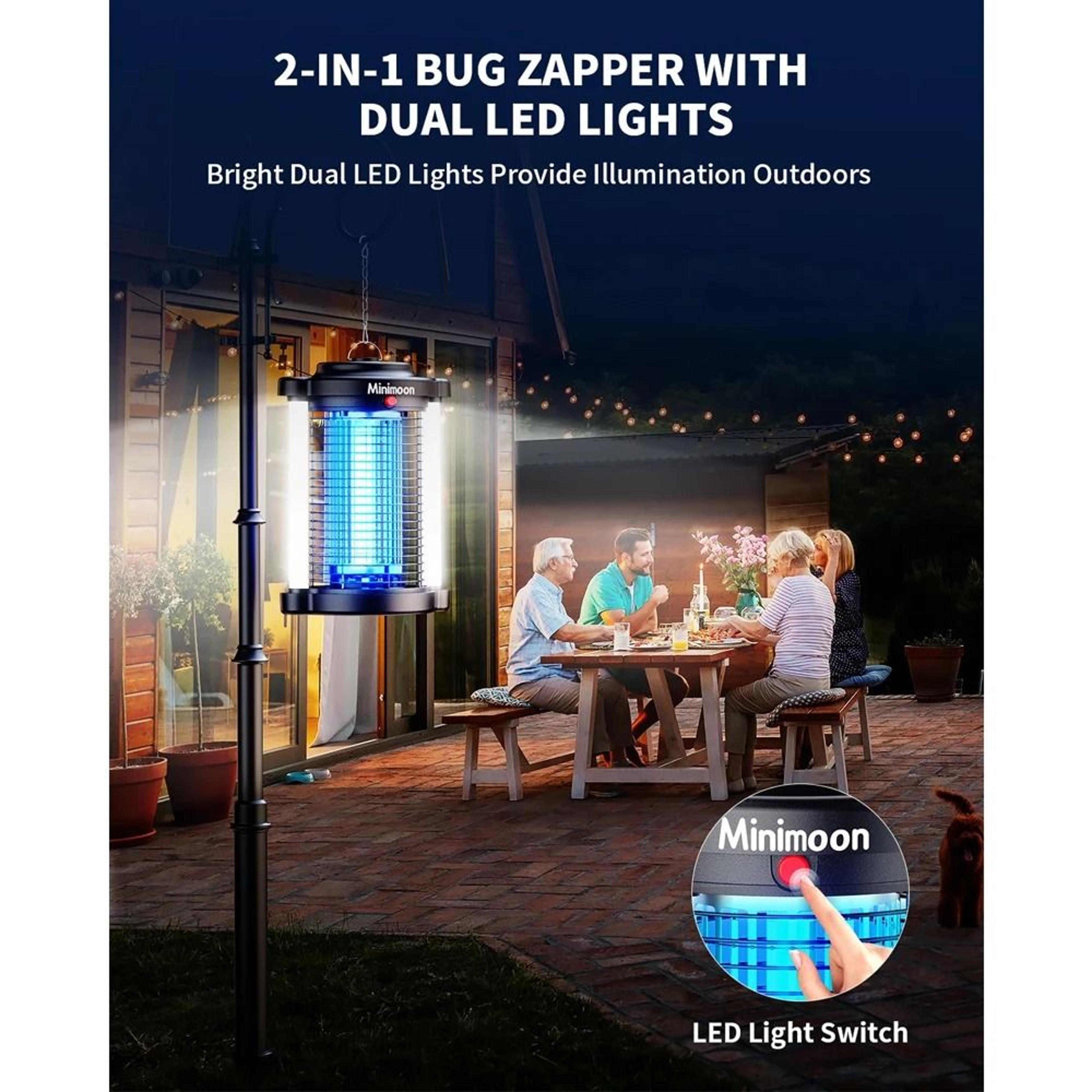 4200V Outdoor Bug Zapper With Dual LED Light IPX4 Electric Mosquito Trap 2