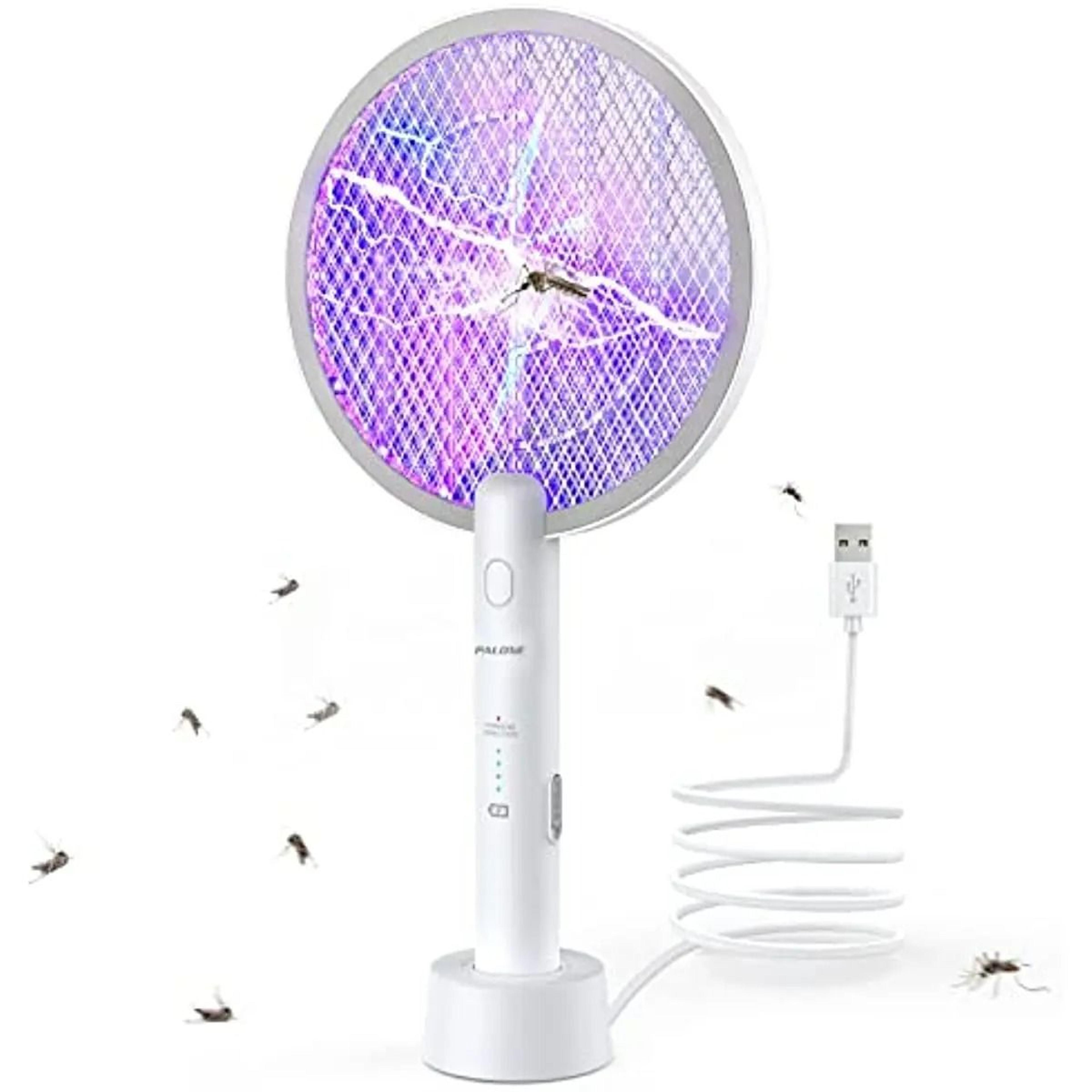 2 In 1 Rechargeable Electric Mosquito Swatter With Bug Zapper Lamp And Safety Mesh 0