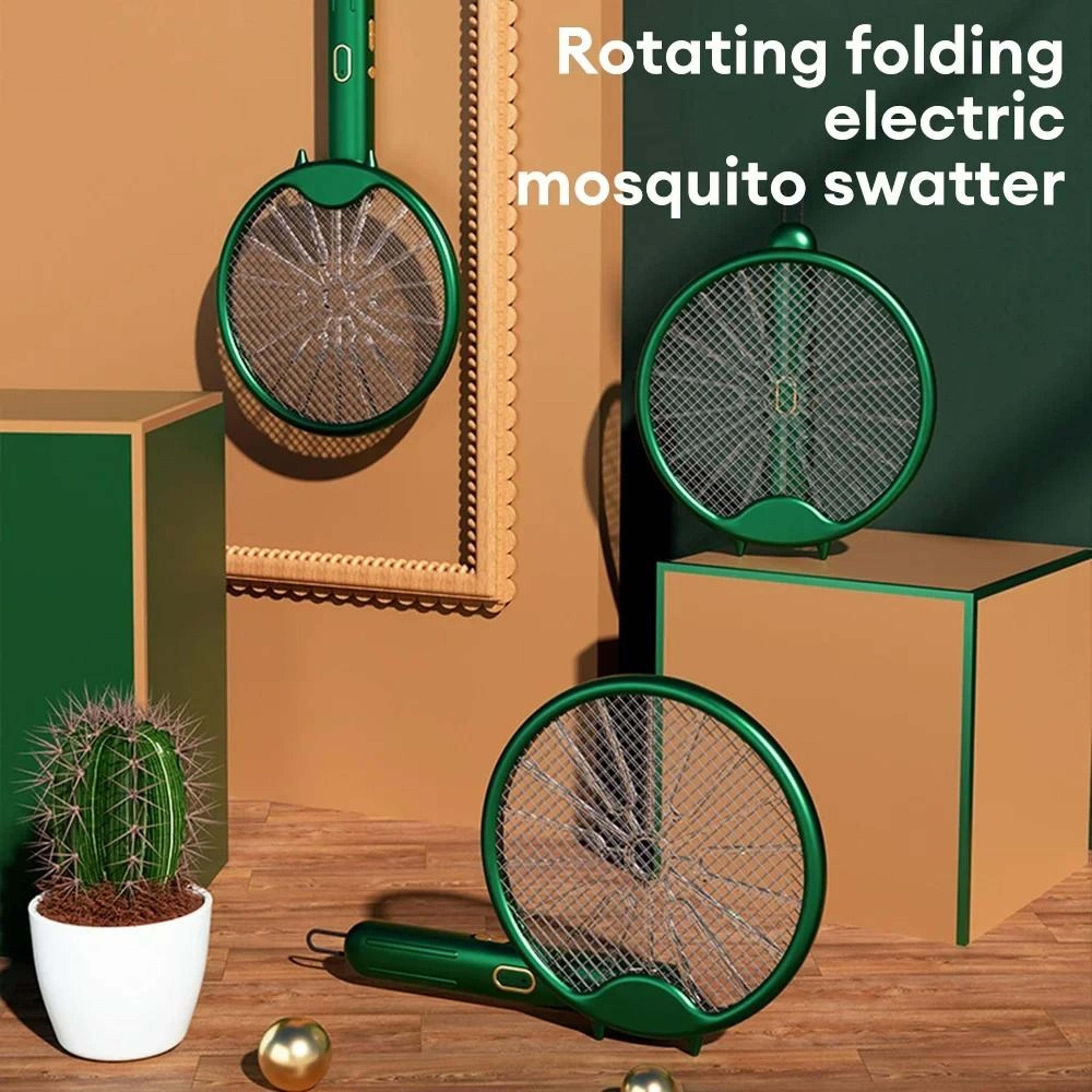 3000V Foldable USB Rechargeable Mosquito Racket With Bug Zapper Lamp 2