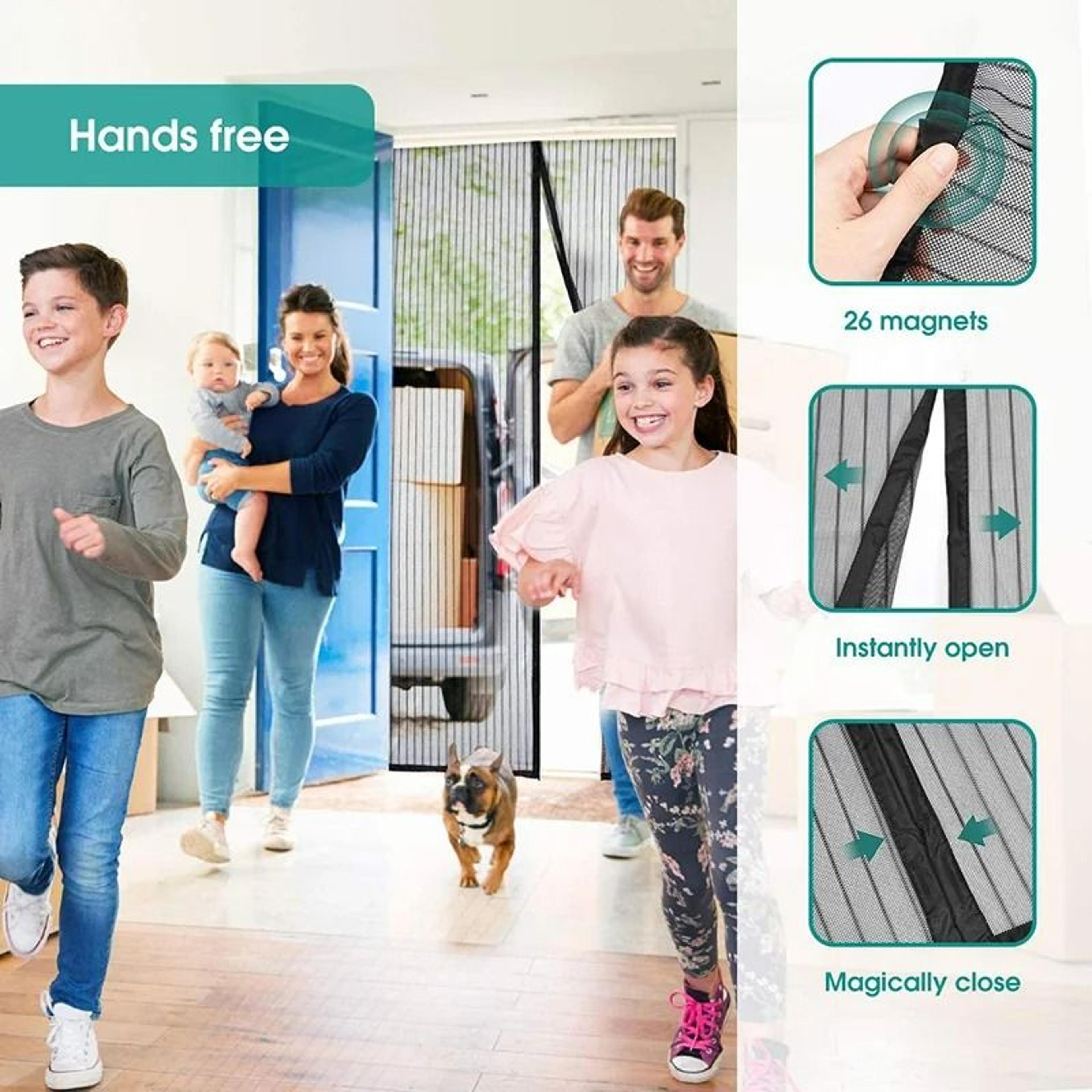 SnapShield Tool Free Magnetic Screen Door Automatic Closing Mosquito Mesh Curtain 3