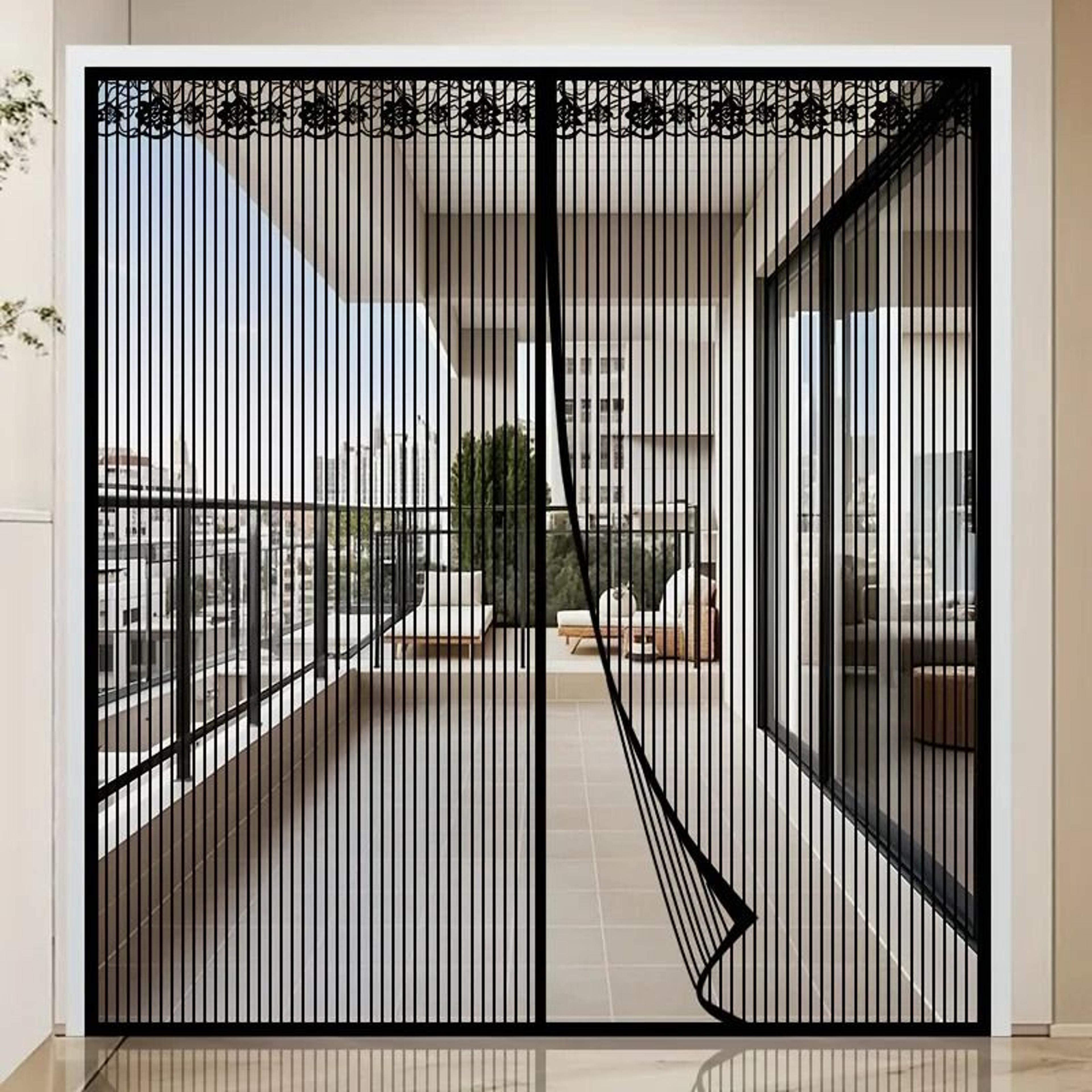 Extra Large Striped Automatic Magnetic Screen Door 2