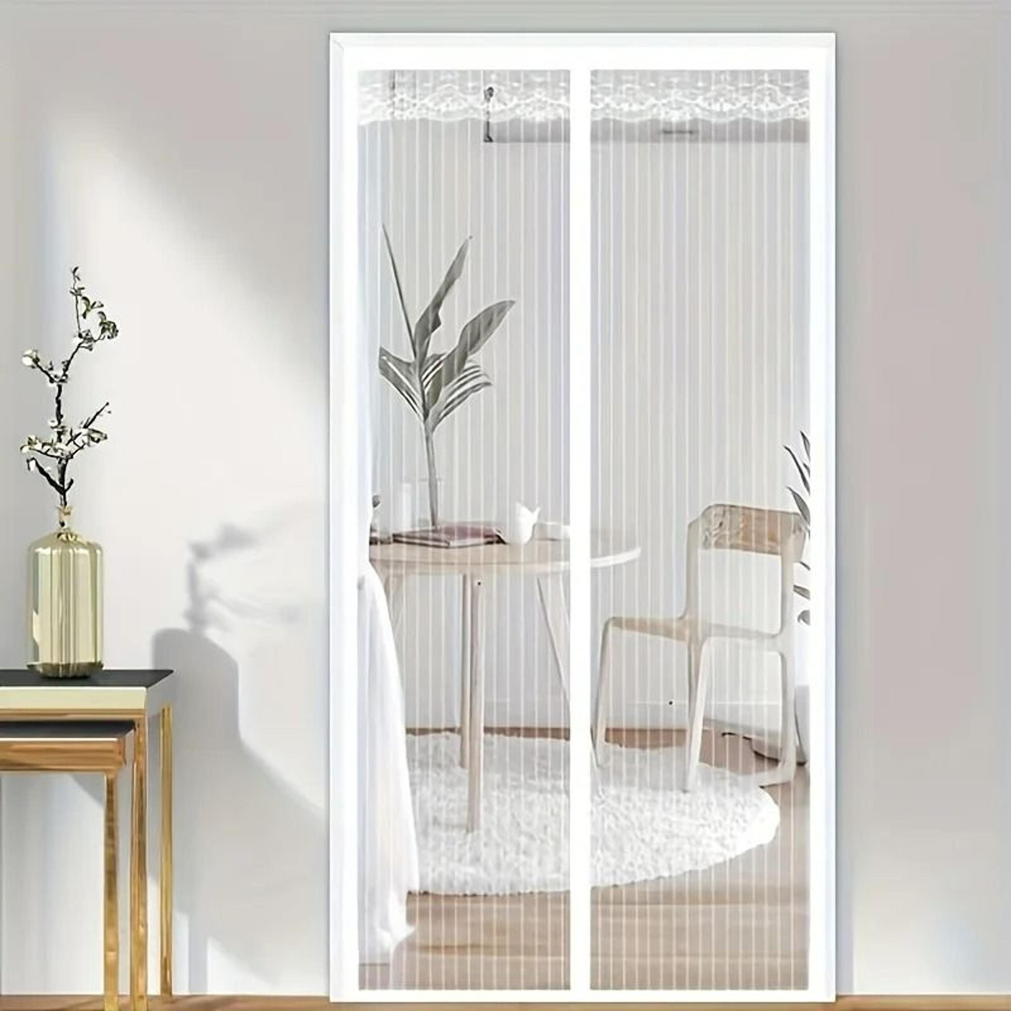 Magnetic Mesh Door Screen With White Stripe Design 3
