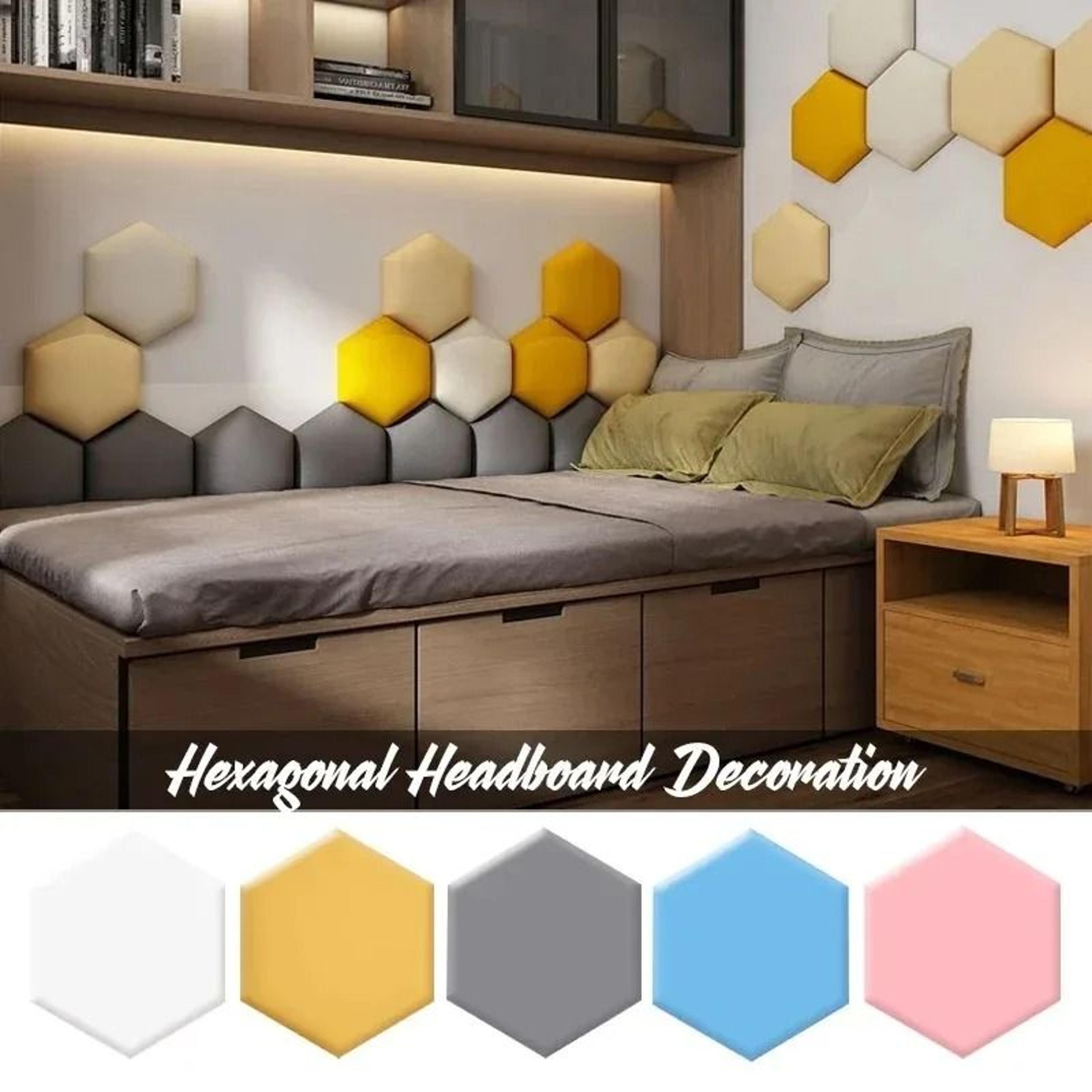 Hexagon Self Adhesive Padded Headboard Wall Panel 0