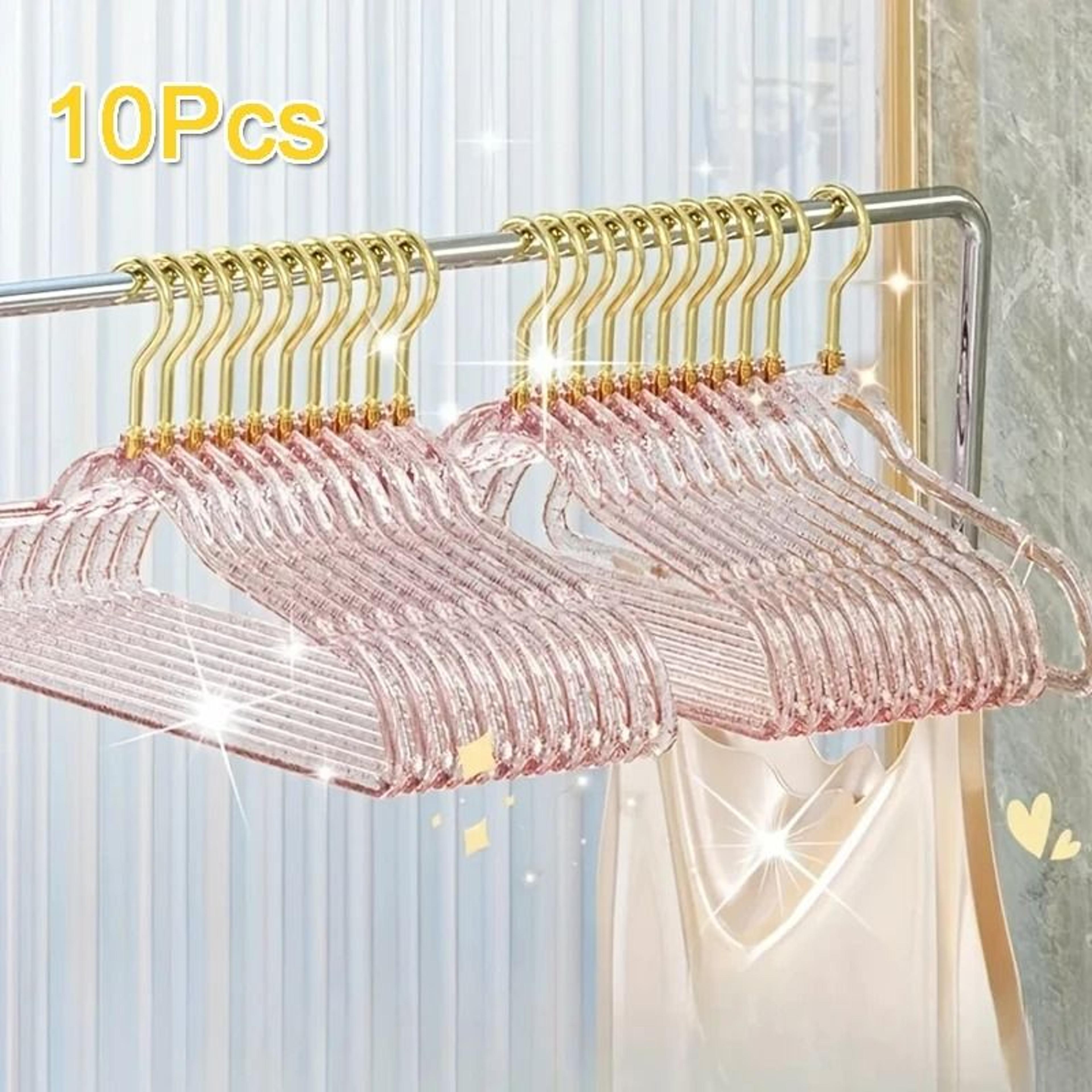 10 Piece Clear Acrylic Clothes Hangers With Gold Hooks 6