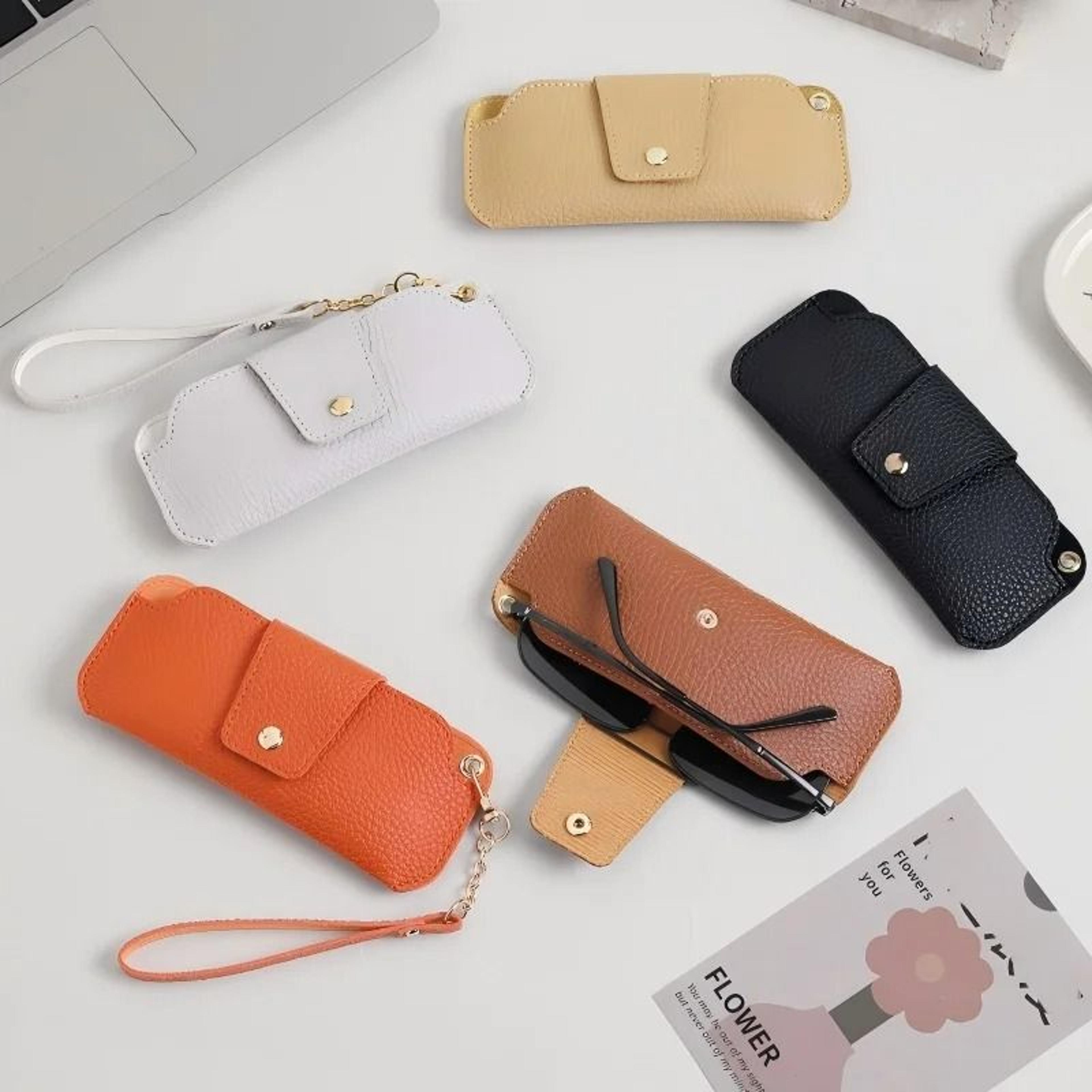 Soft PU Leather Sunglasses Case With Wrist Strap 4