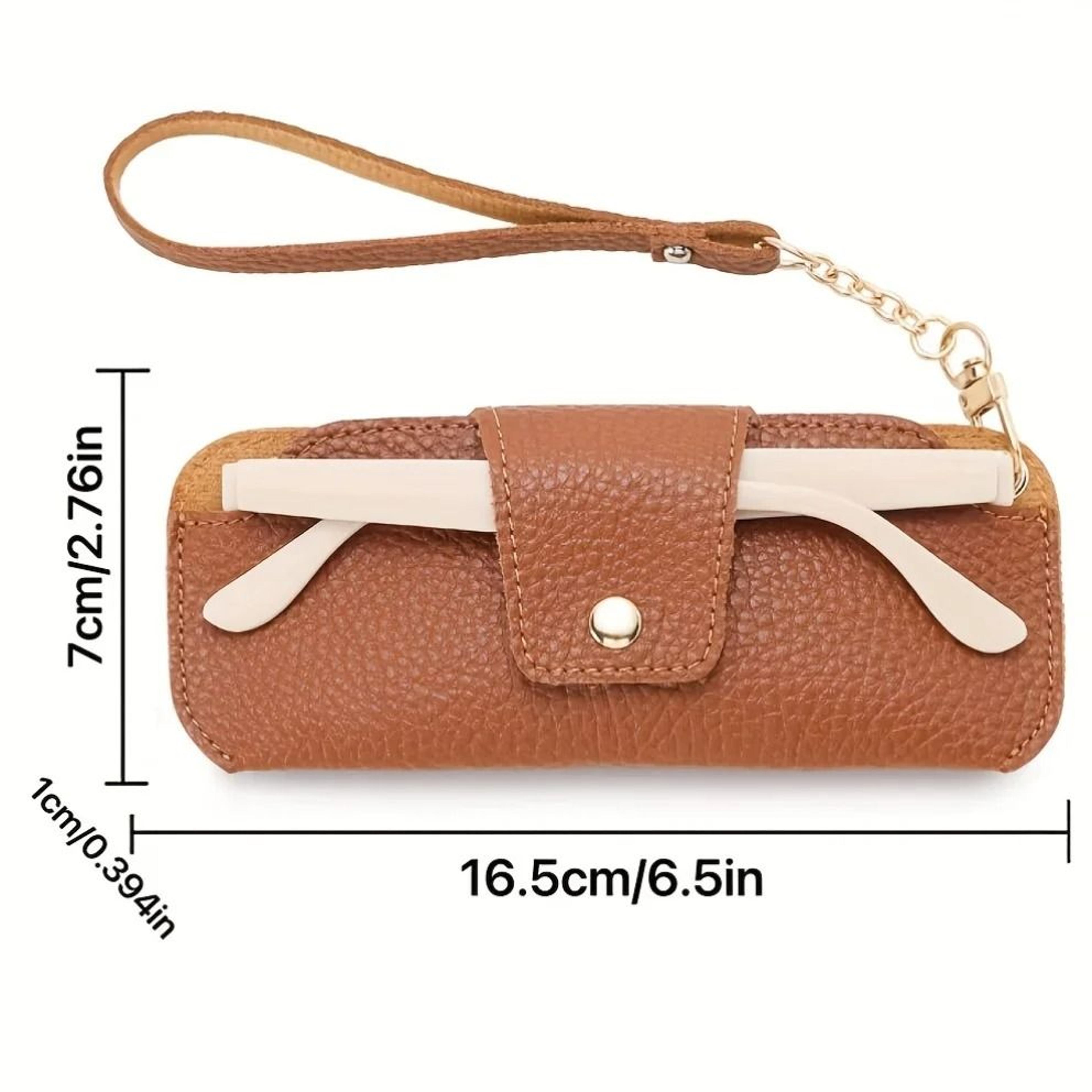 Soft PU Leather Sunglasses Case With Wrist Strap 5