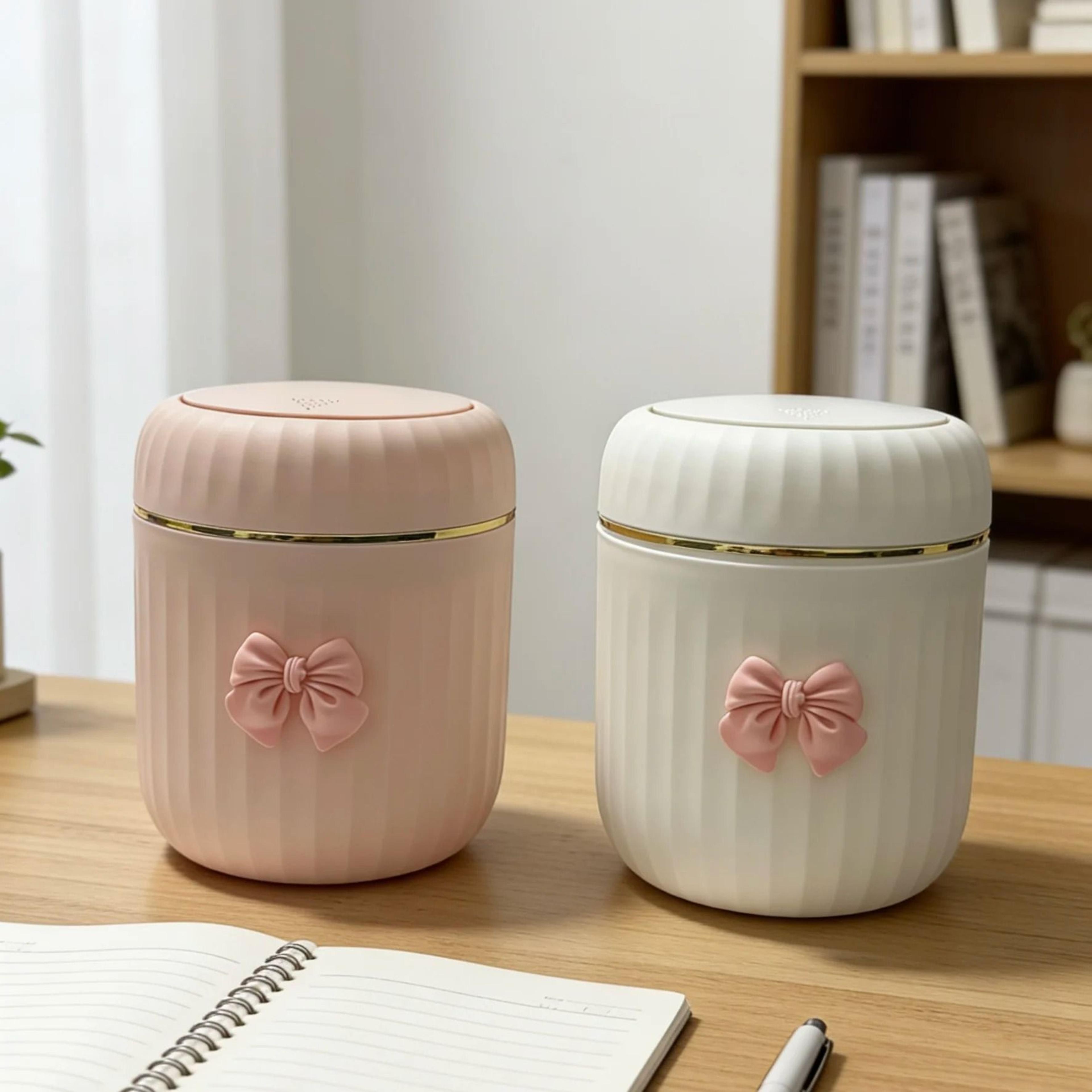 Bow Decor Press Open Mini Desktop Trash Can 1