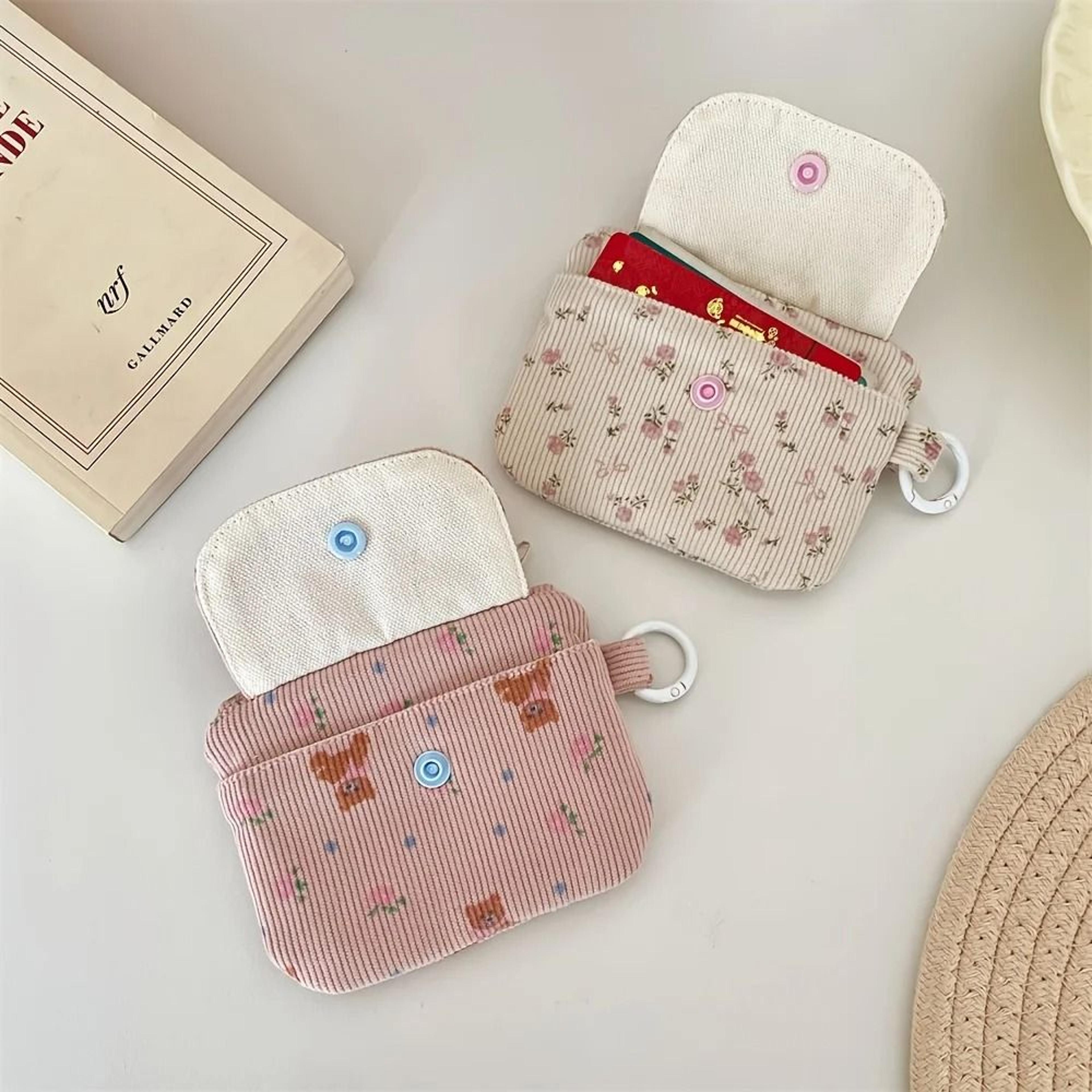 Corduroy Zipper Coin Purse And Card Holder 4