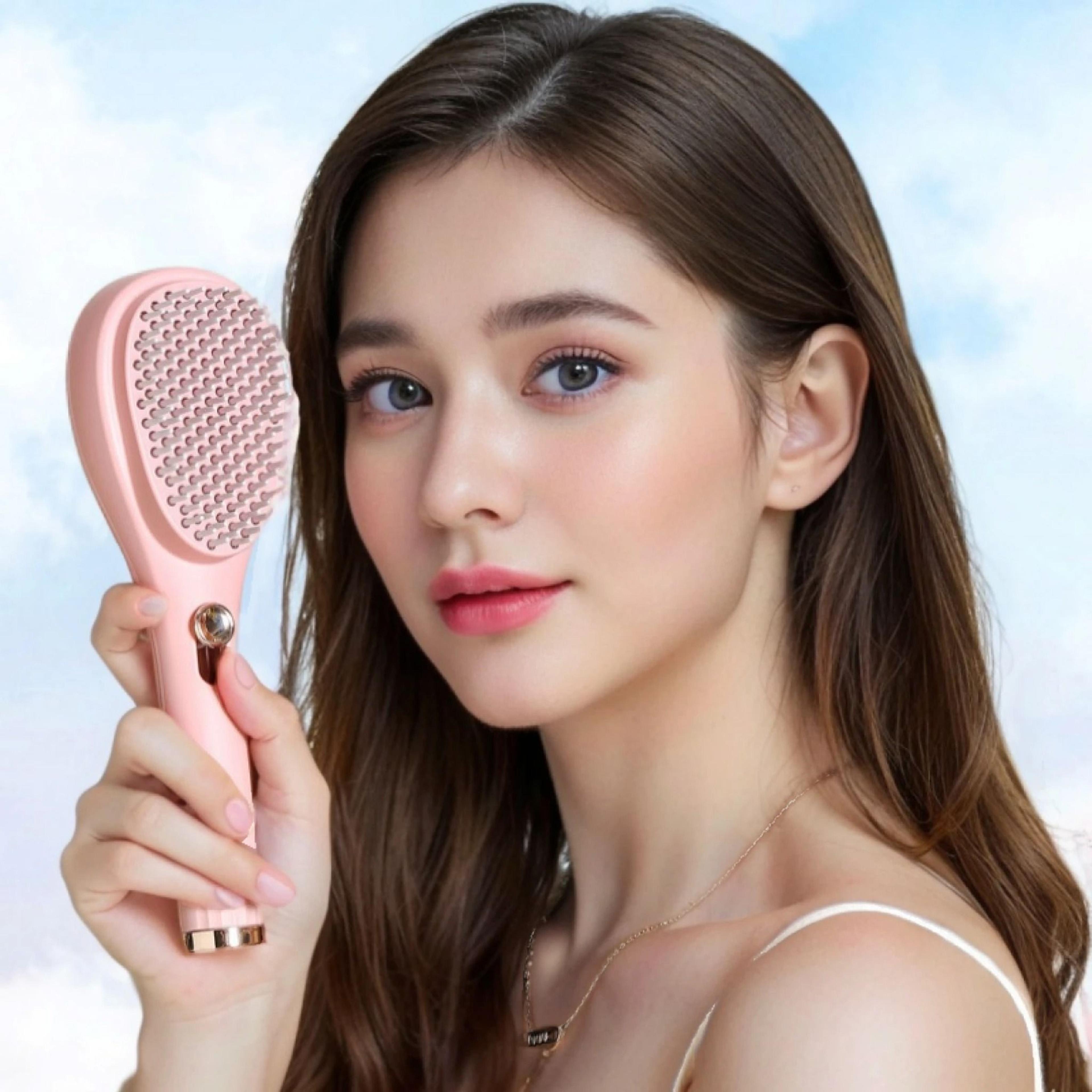Retractable Self Cleaning Anti Static Hair Brush 3