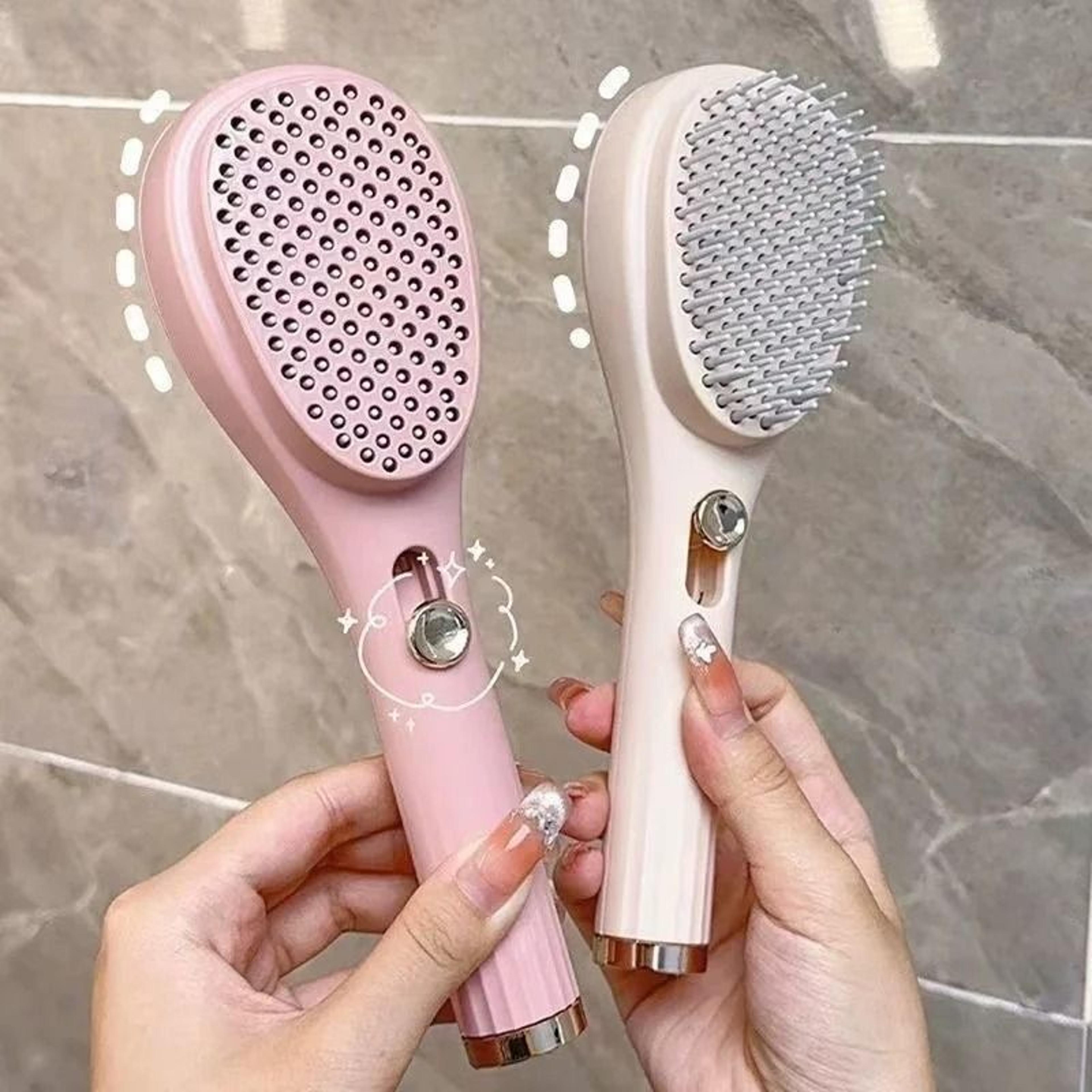 Retractable Self Cleaning Anti Static Hair Brush 0