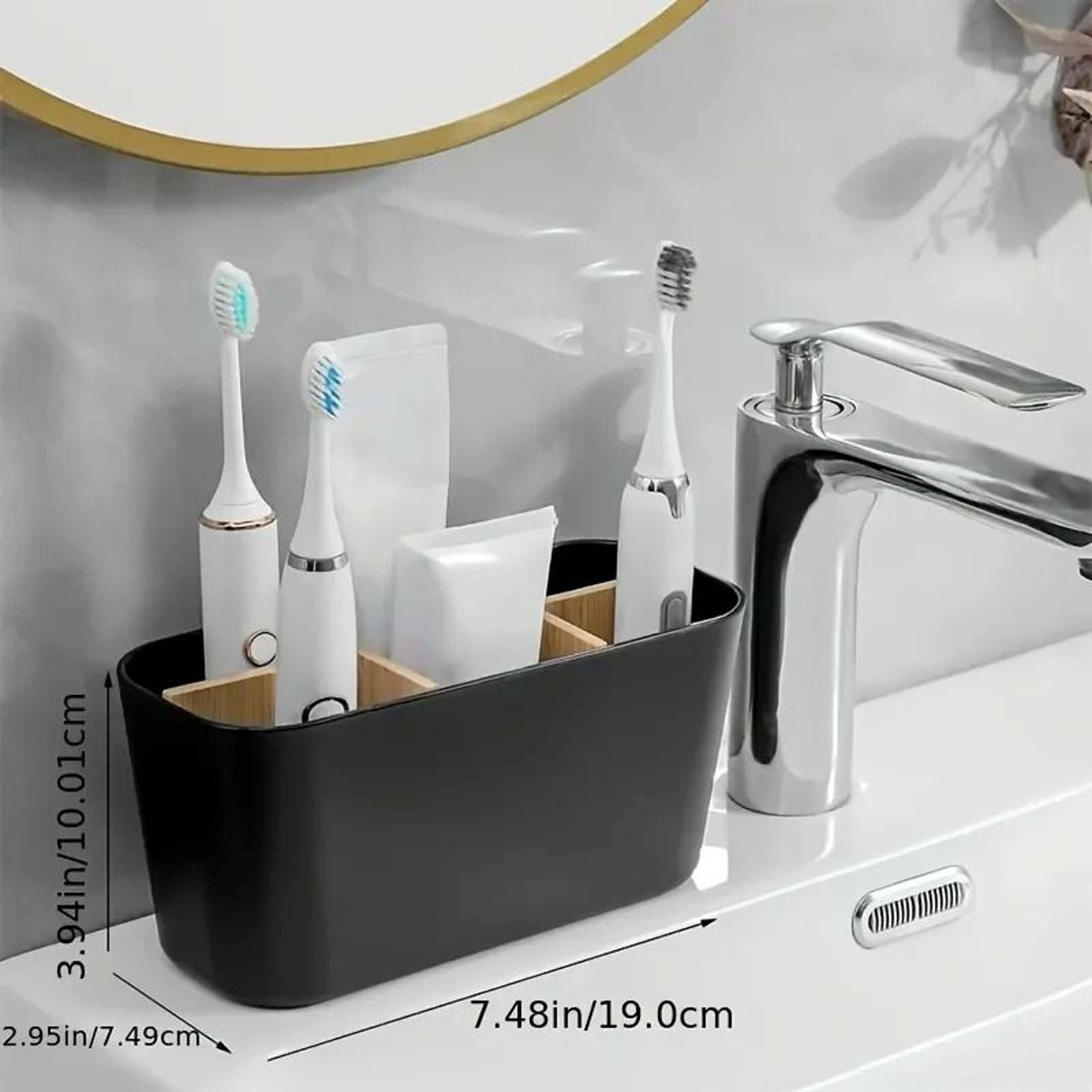Bamboo 5 Slot Bathroom Toothbrush Organizer Holder 2