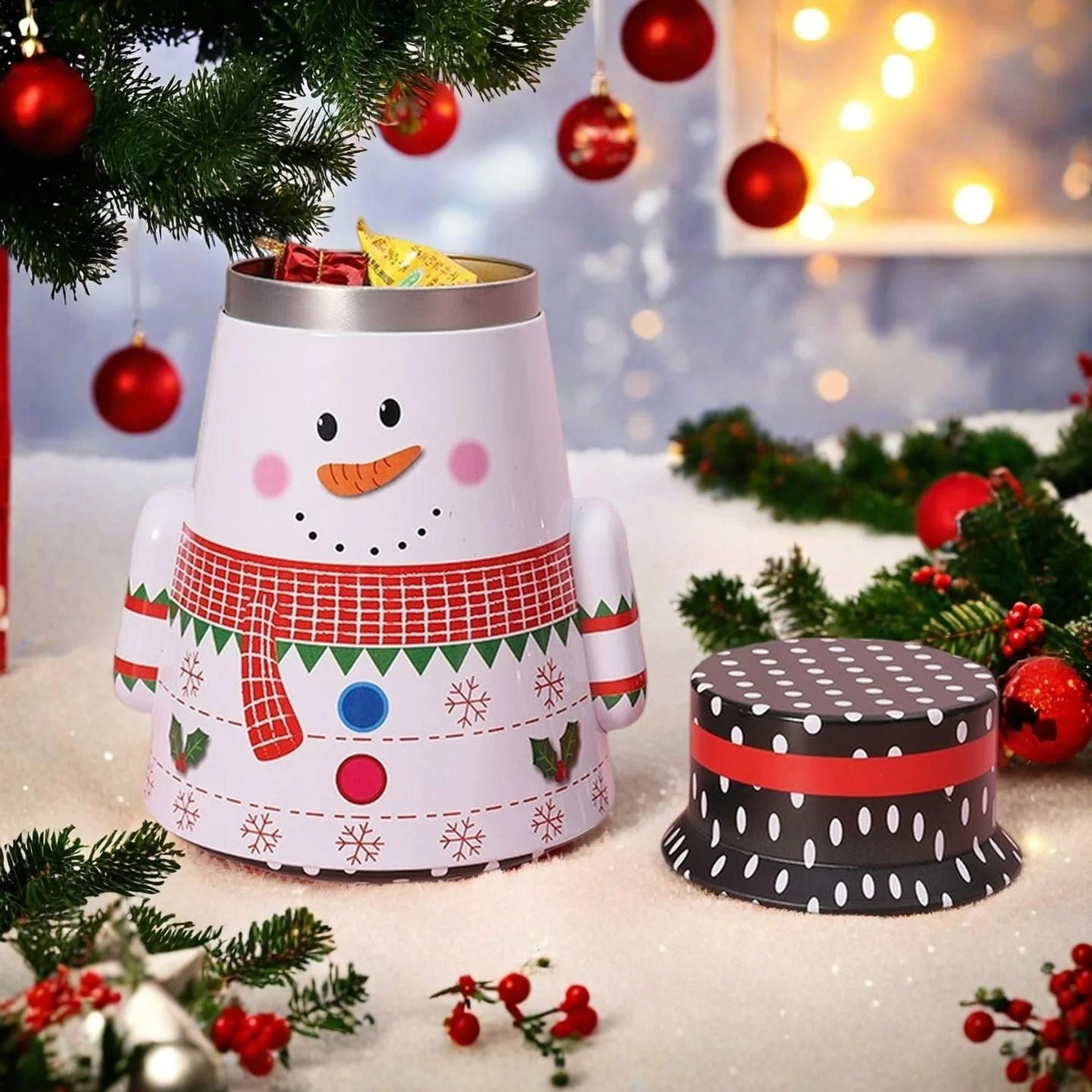 Festive Christmas Cookie Tin Gift Box Set With Lids And Ribbon 0