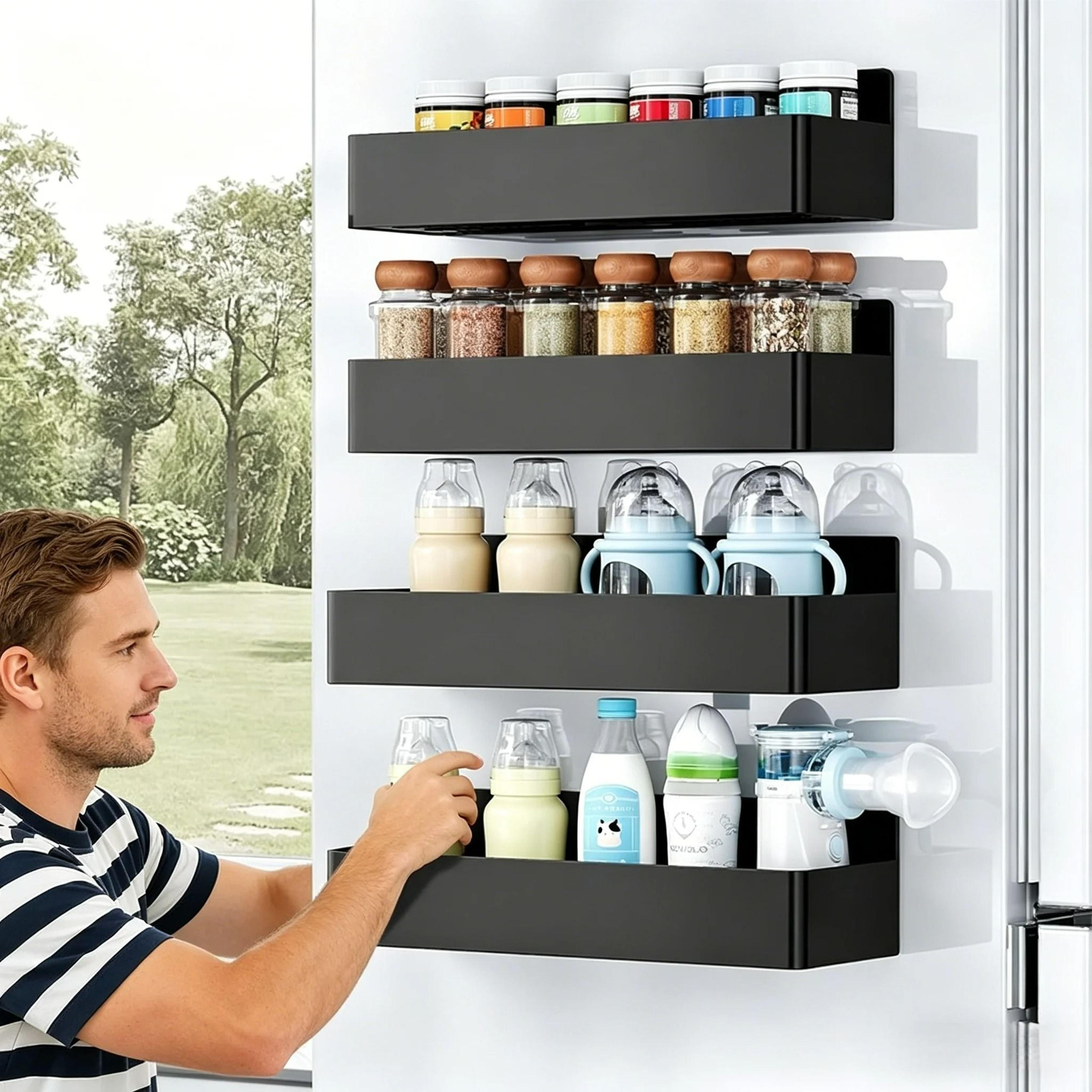 2 Piece Magnetic Refrigerator Storage Rack Set 1