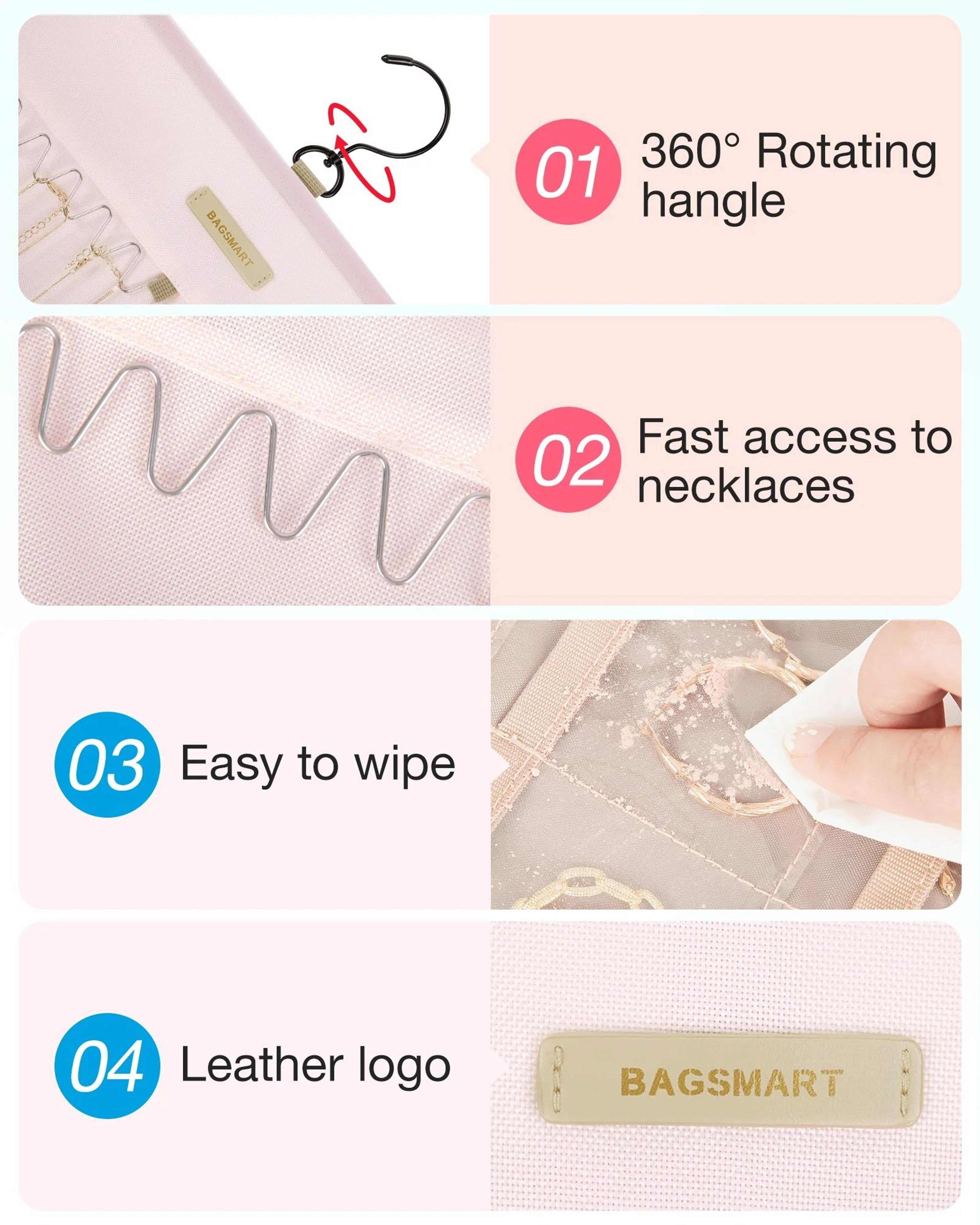 Double Sided Hanging Jewelry Organizer Roll 5