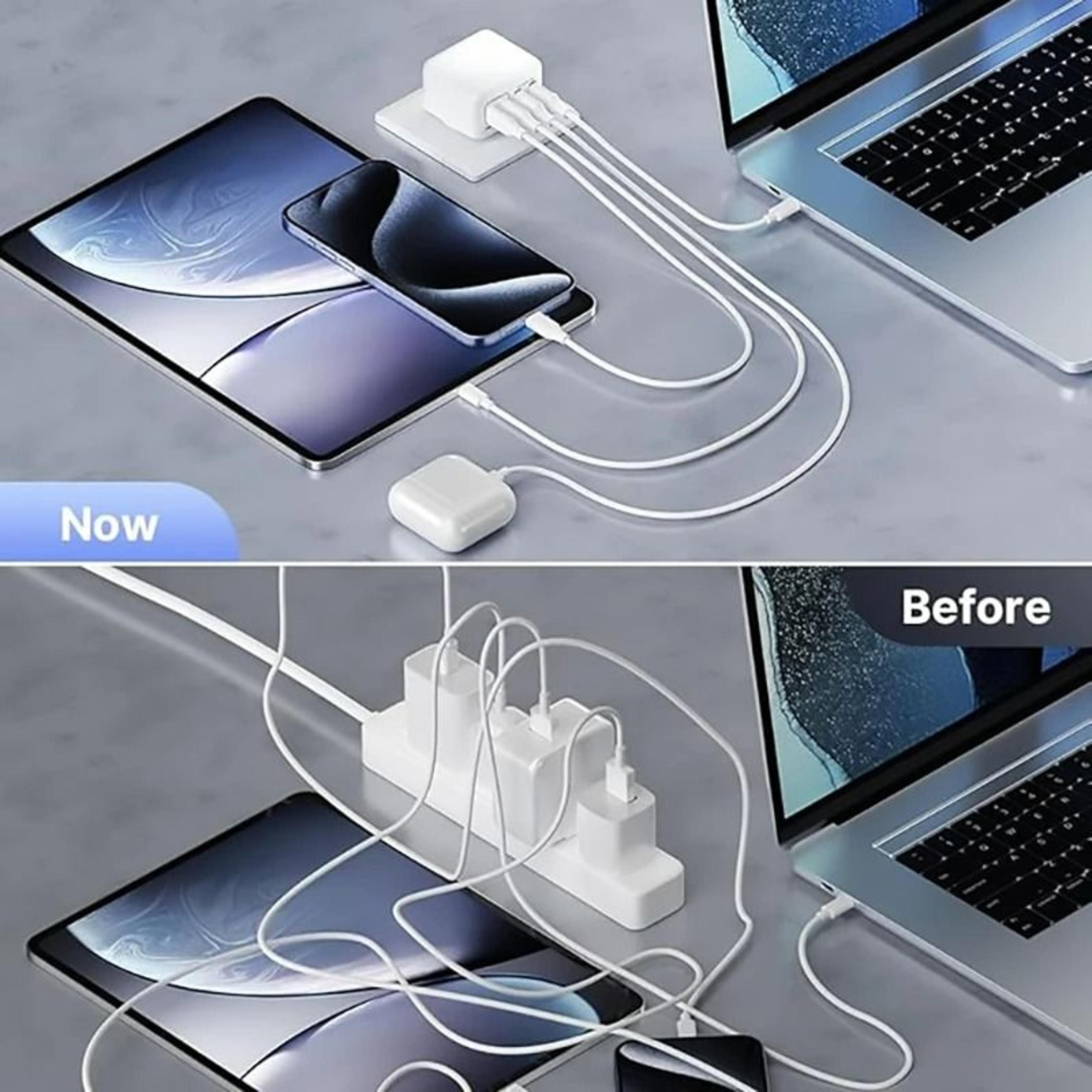 40W Four Port USB C And USB A Wall Charger 6